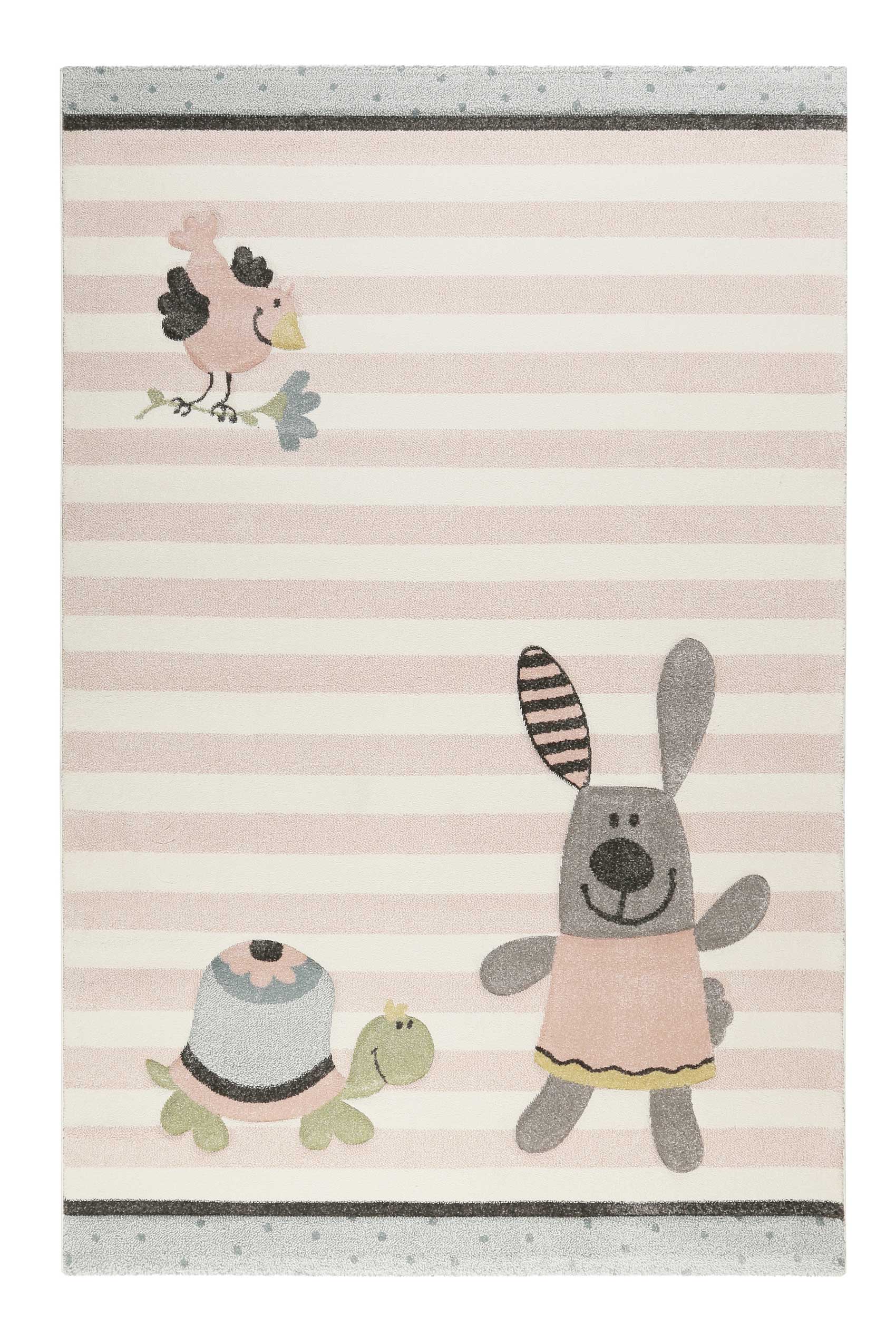 Kinderteppich rosa grau beige 