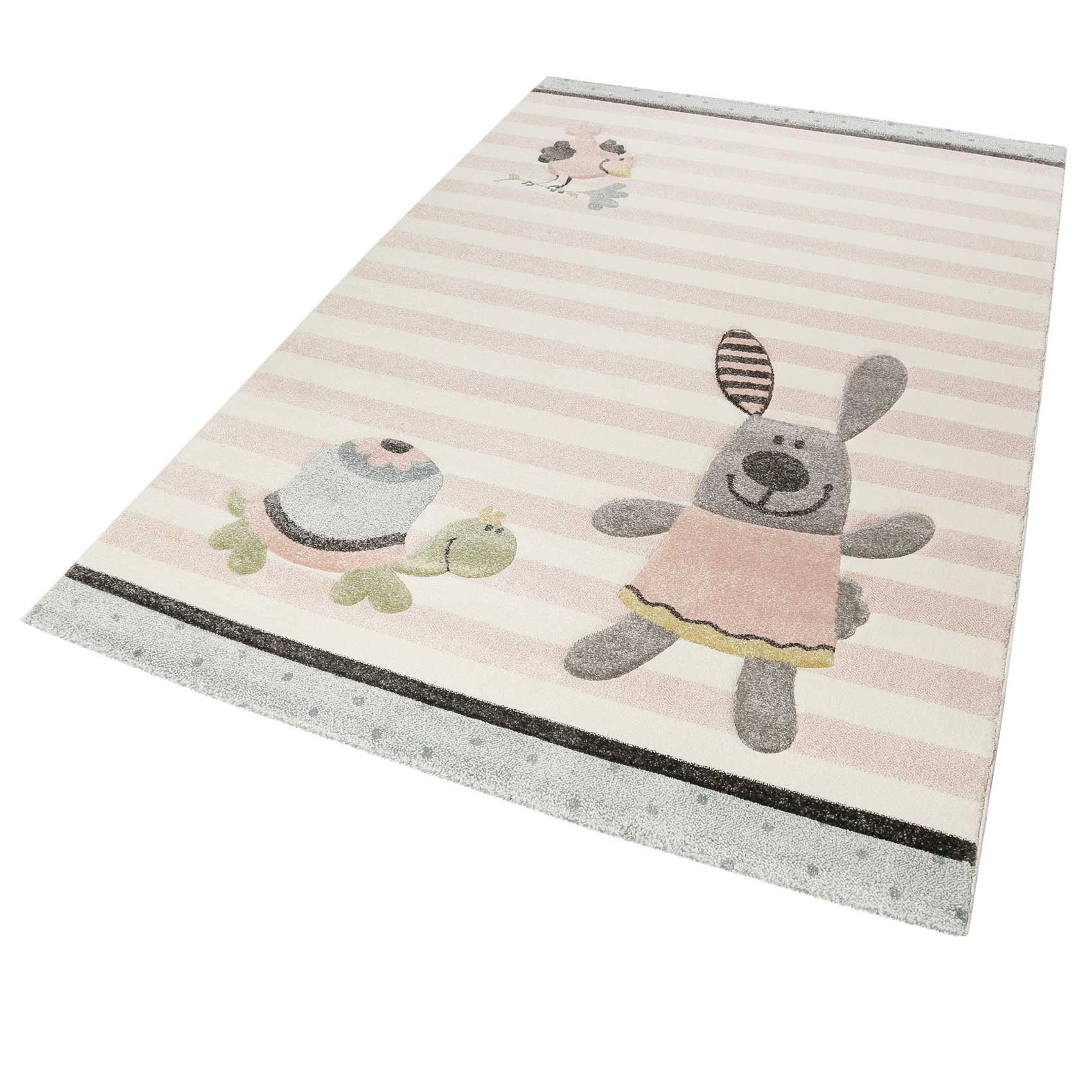 Kinderteppich rosa grau beige 