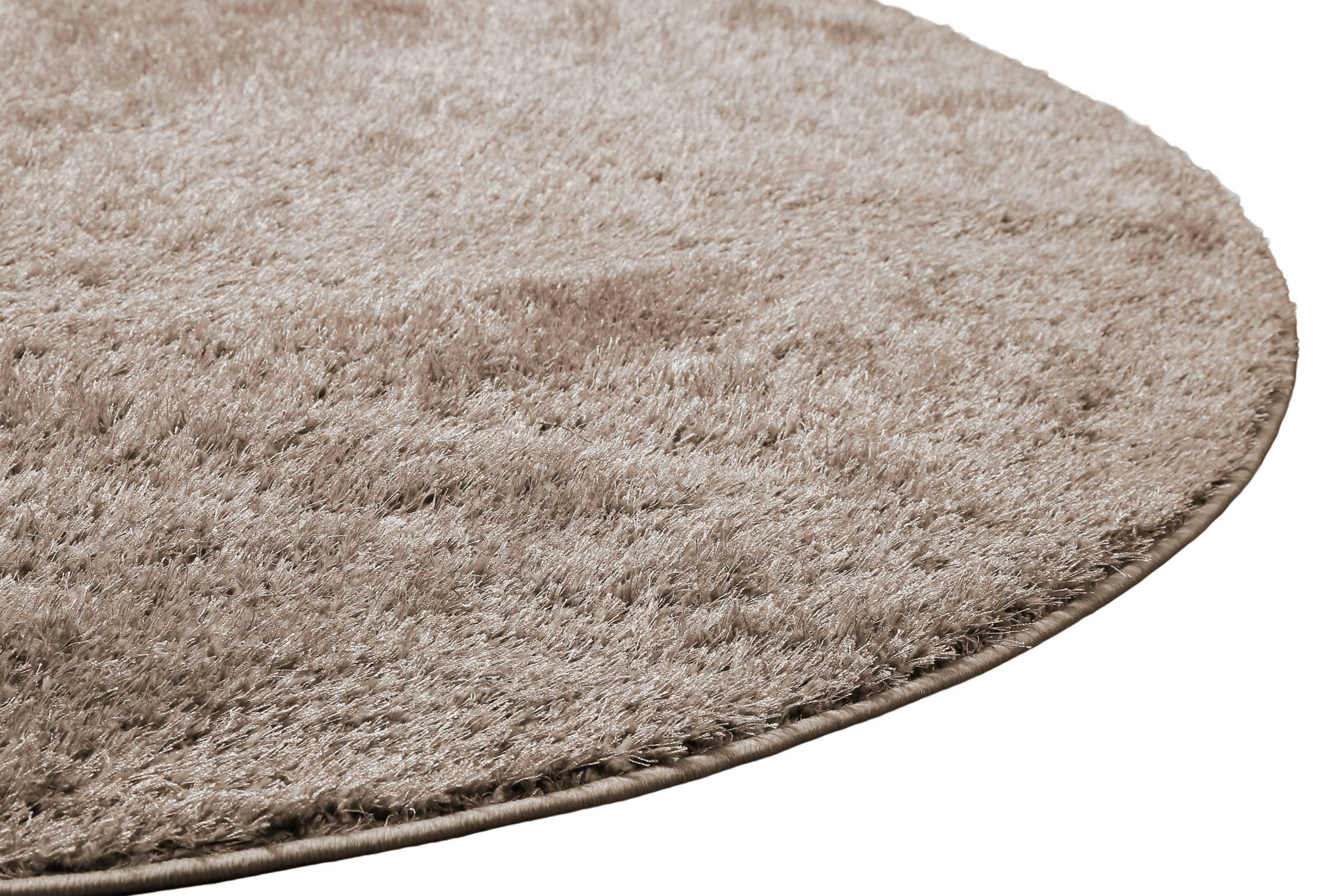 Teppich Rund Beige Sand Hochflor