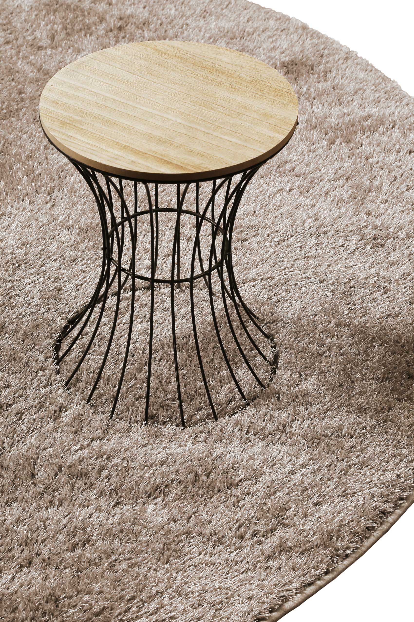 Teppich Rund Beige Sand Hochflor
