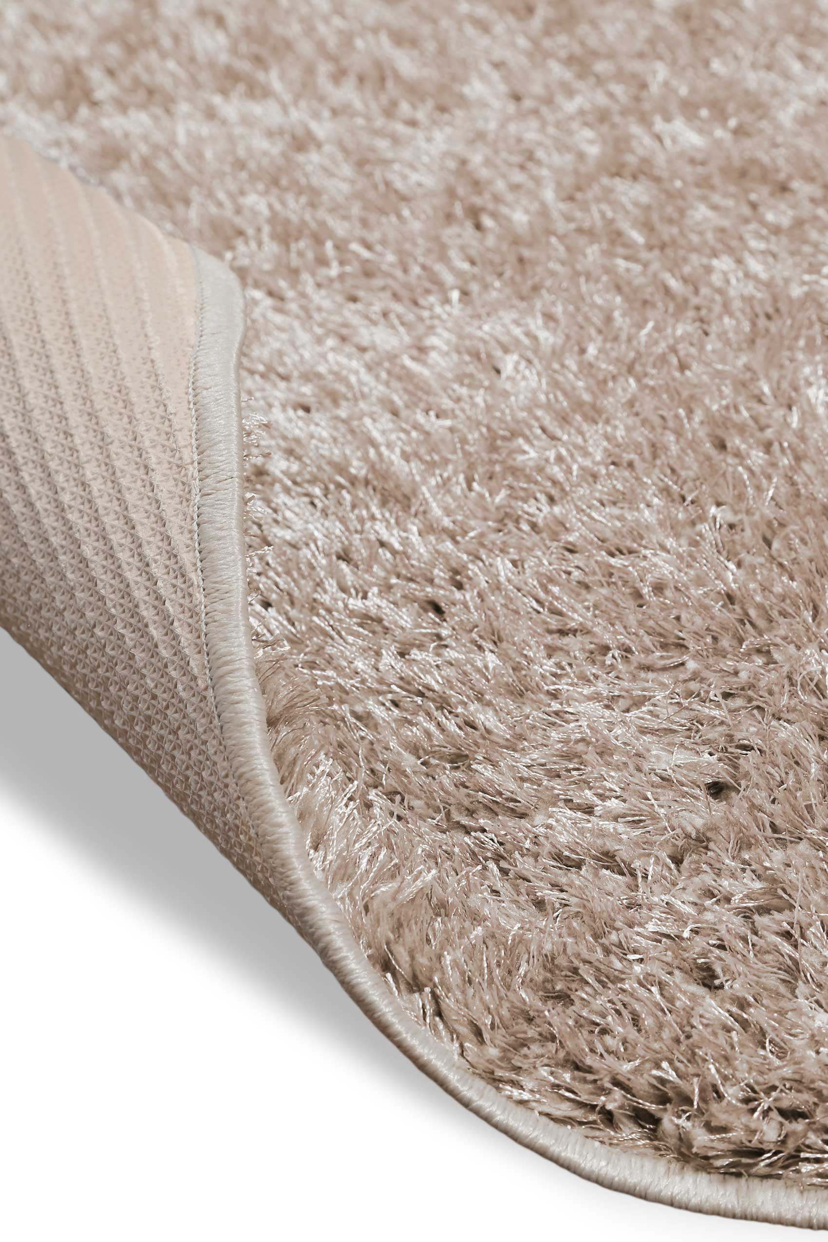 Teppich Rund Beige Sand Hochflor