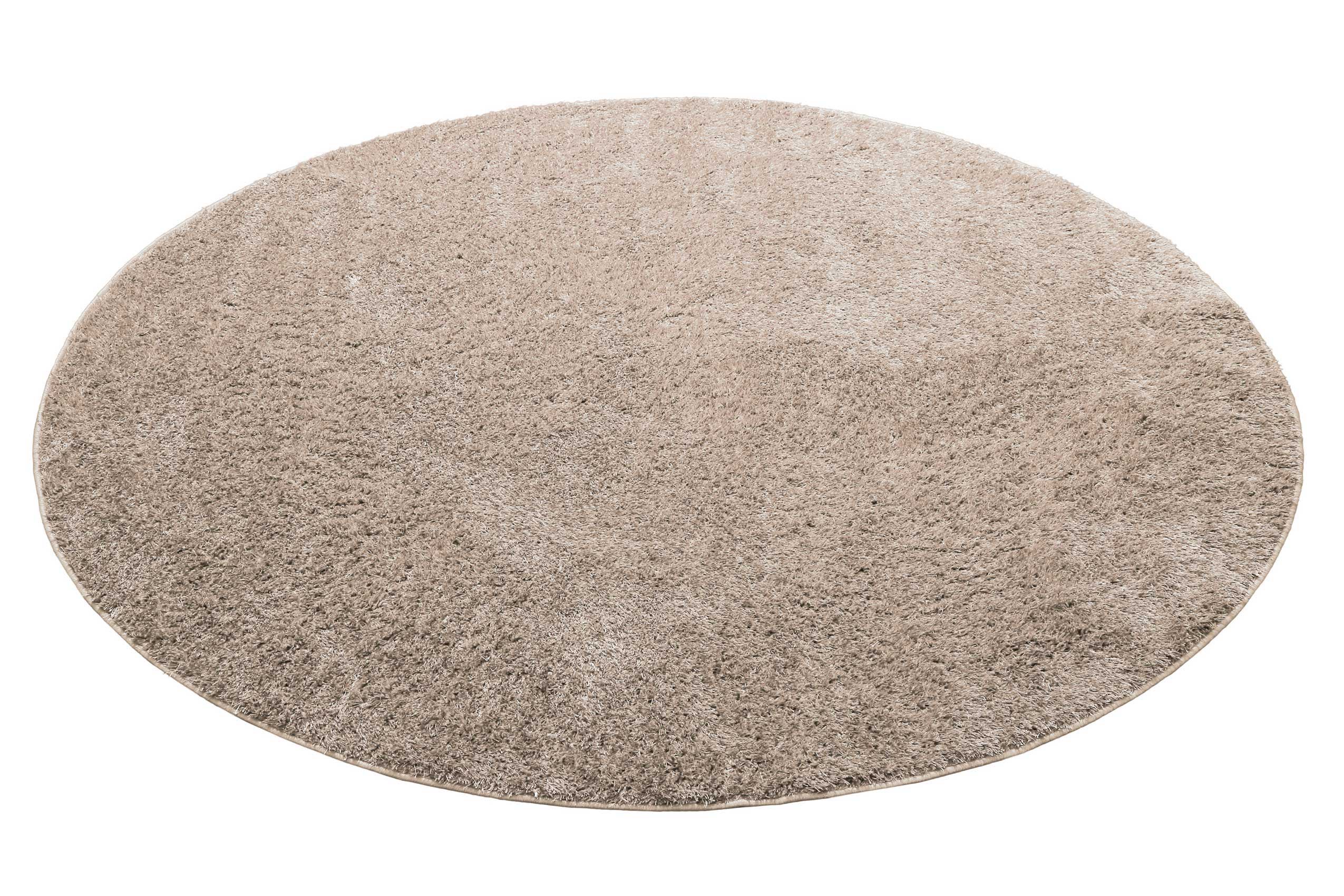 Teppich Rund Beige Sand Hochflor