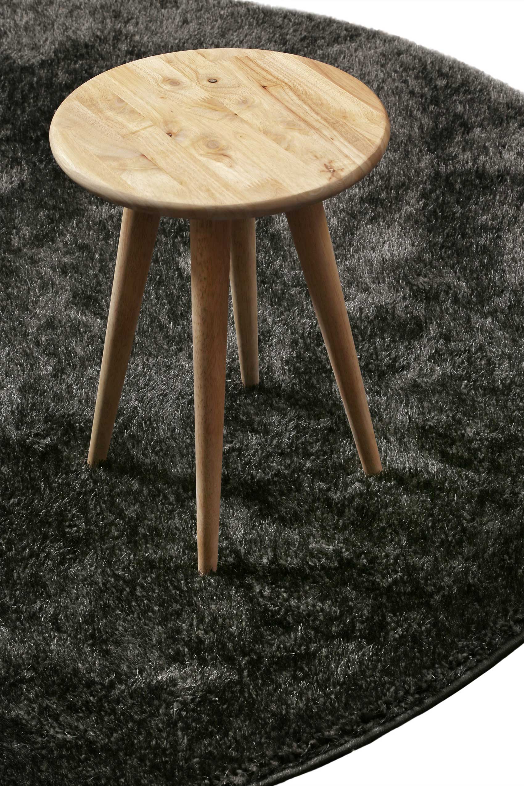 Teppich Rund Anthrazit Hochflor