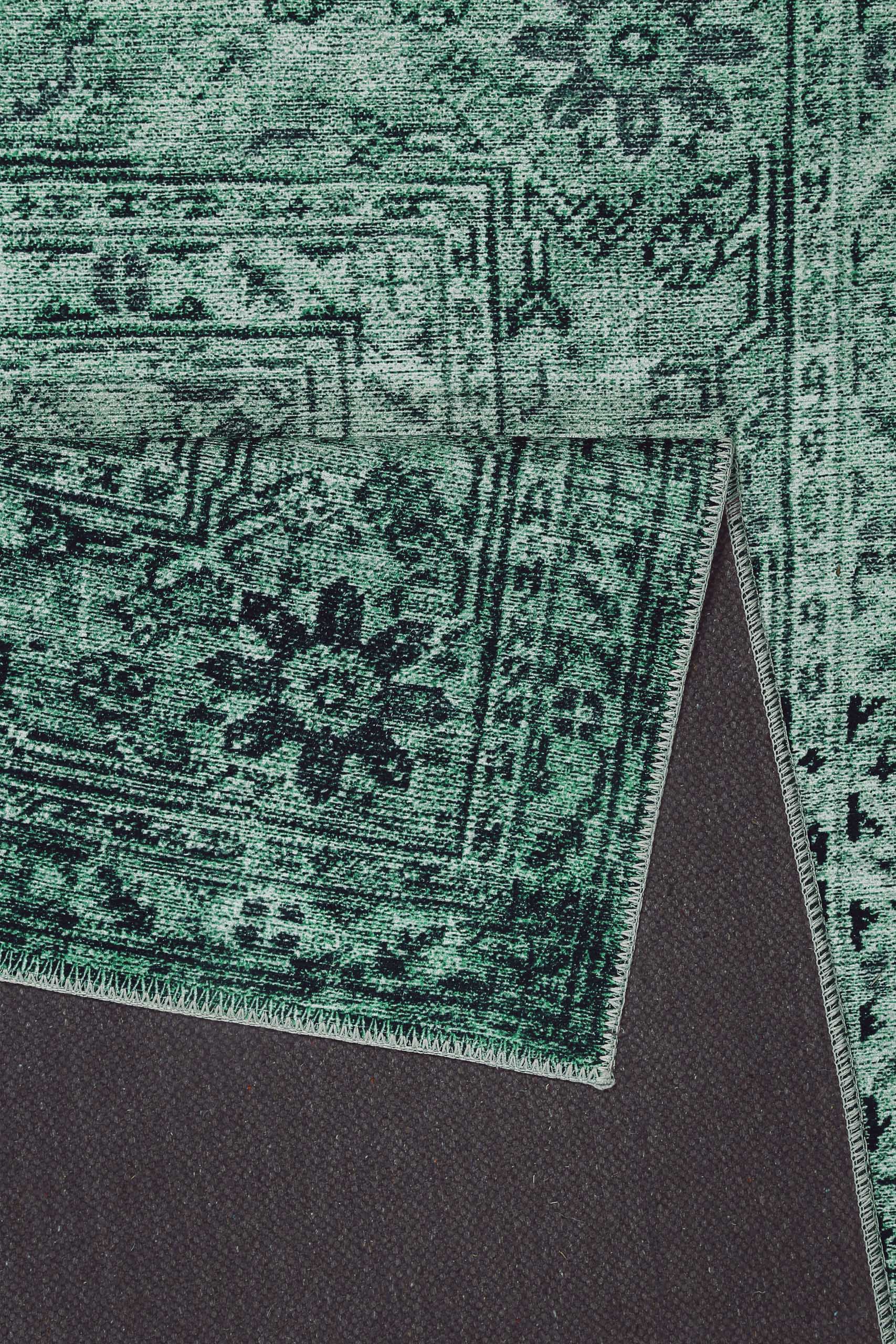 Teppich Anthrazit Grün Vintage 
