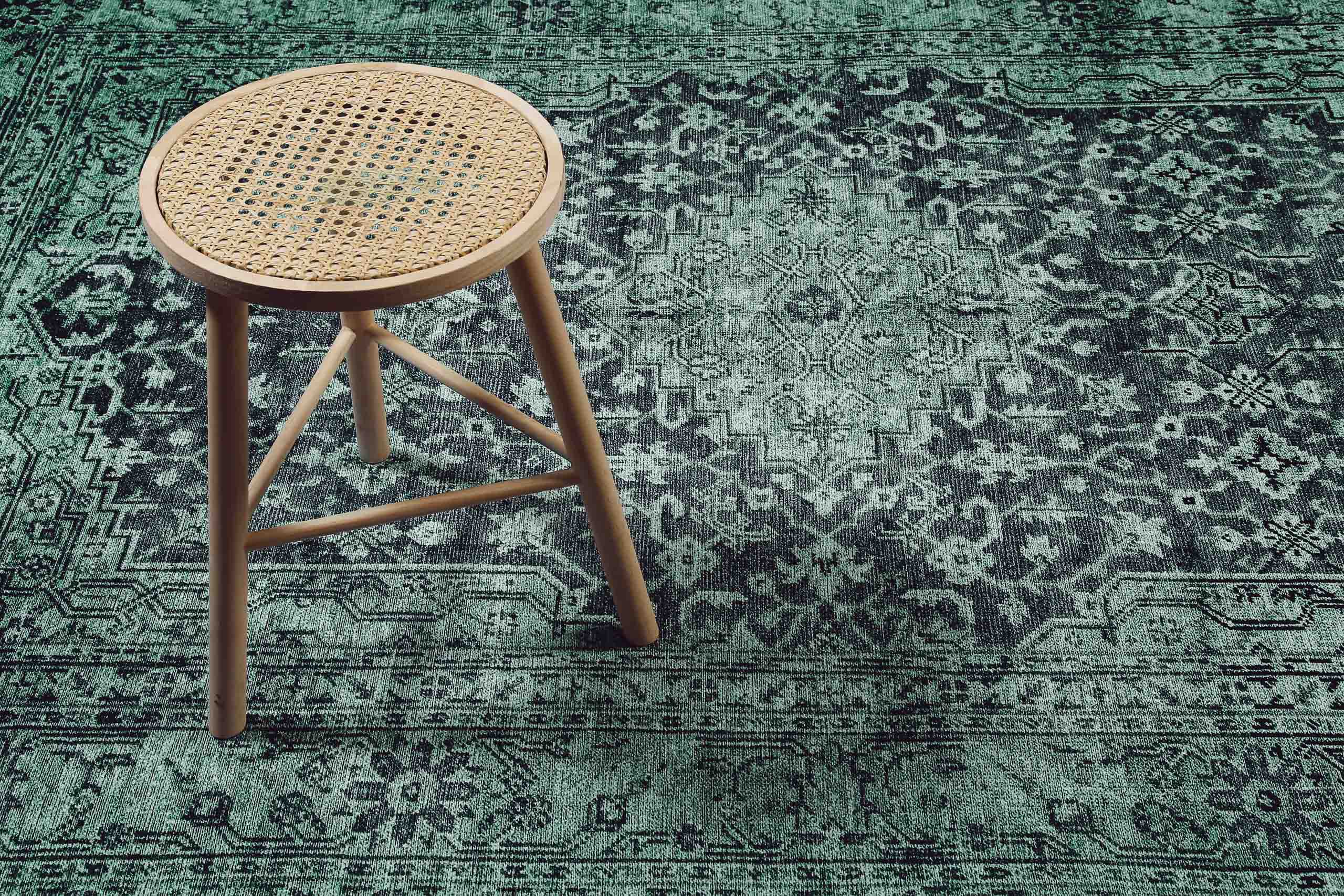 Teppich Anthrazit Grün Vintage 