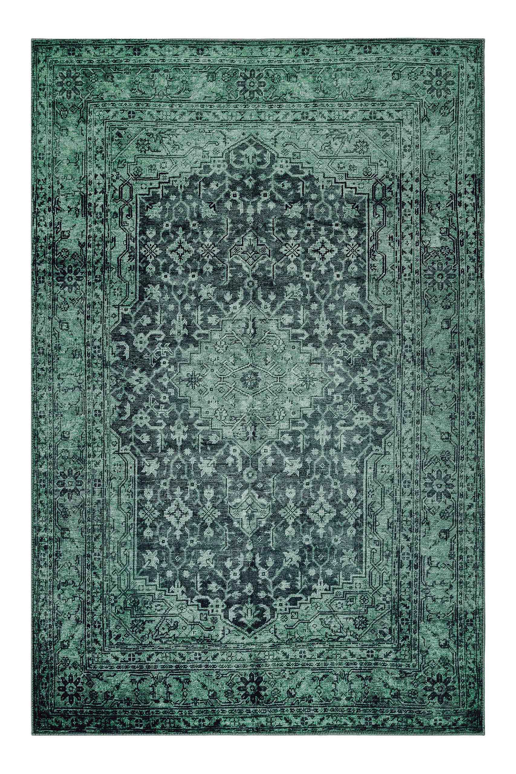 Teppich Anthrazit Grün Vintage 