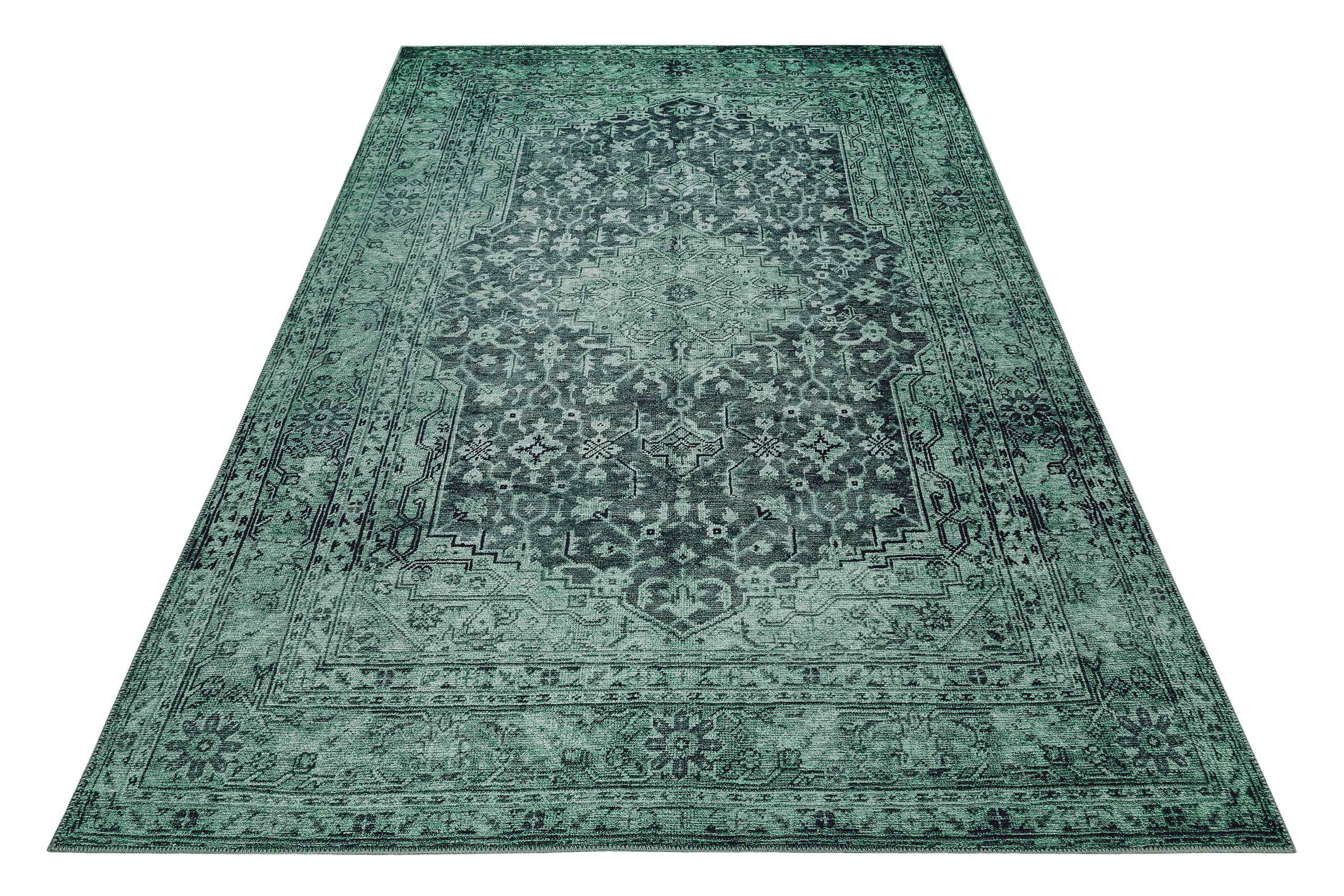 Teppich Anthrazit Grün Vintage 