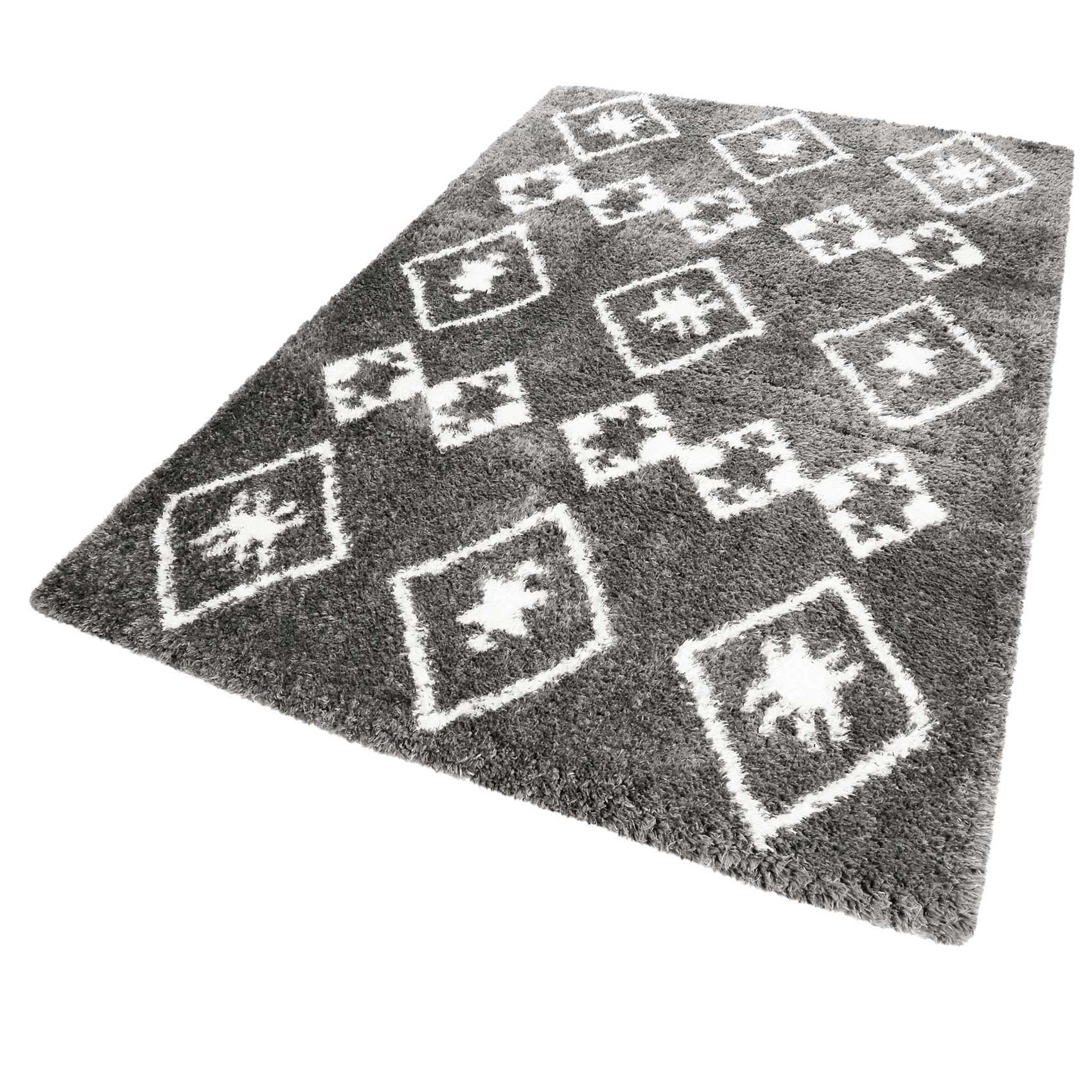 Teppich Grau Hochflor 