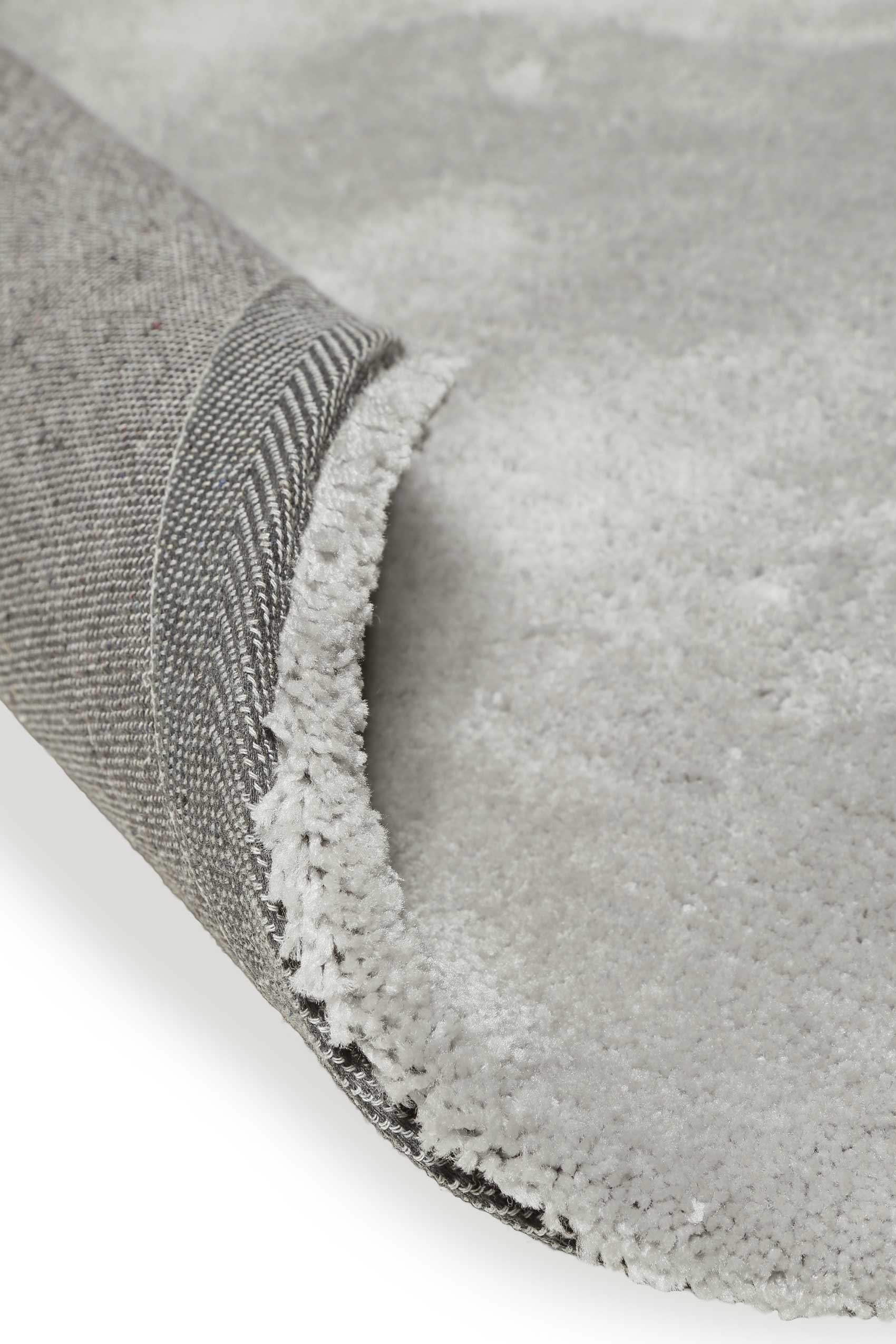 Teppich Rund Hellgrau Hochflor 