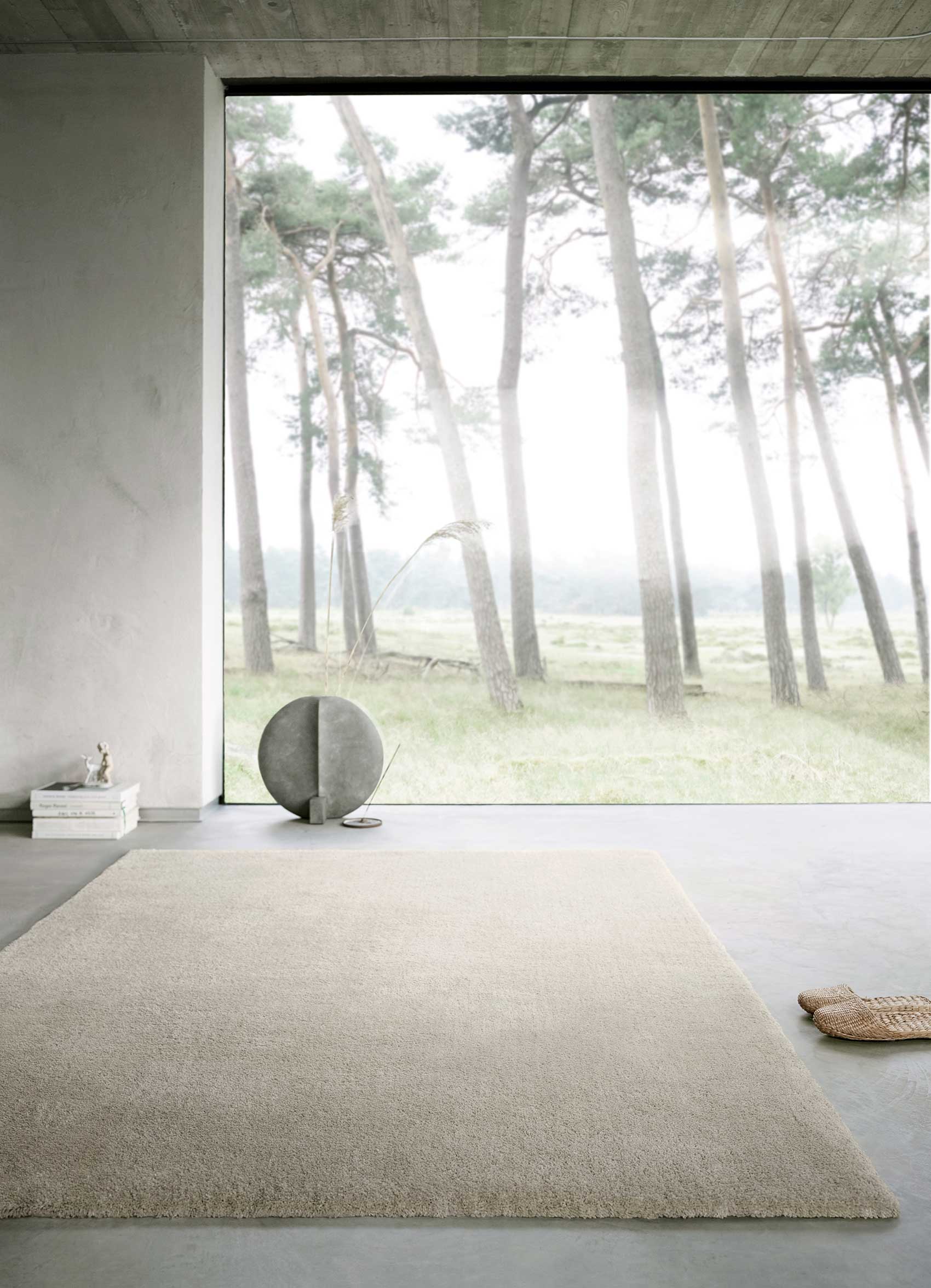 Teppich Beige Grau Hochflor 
