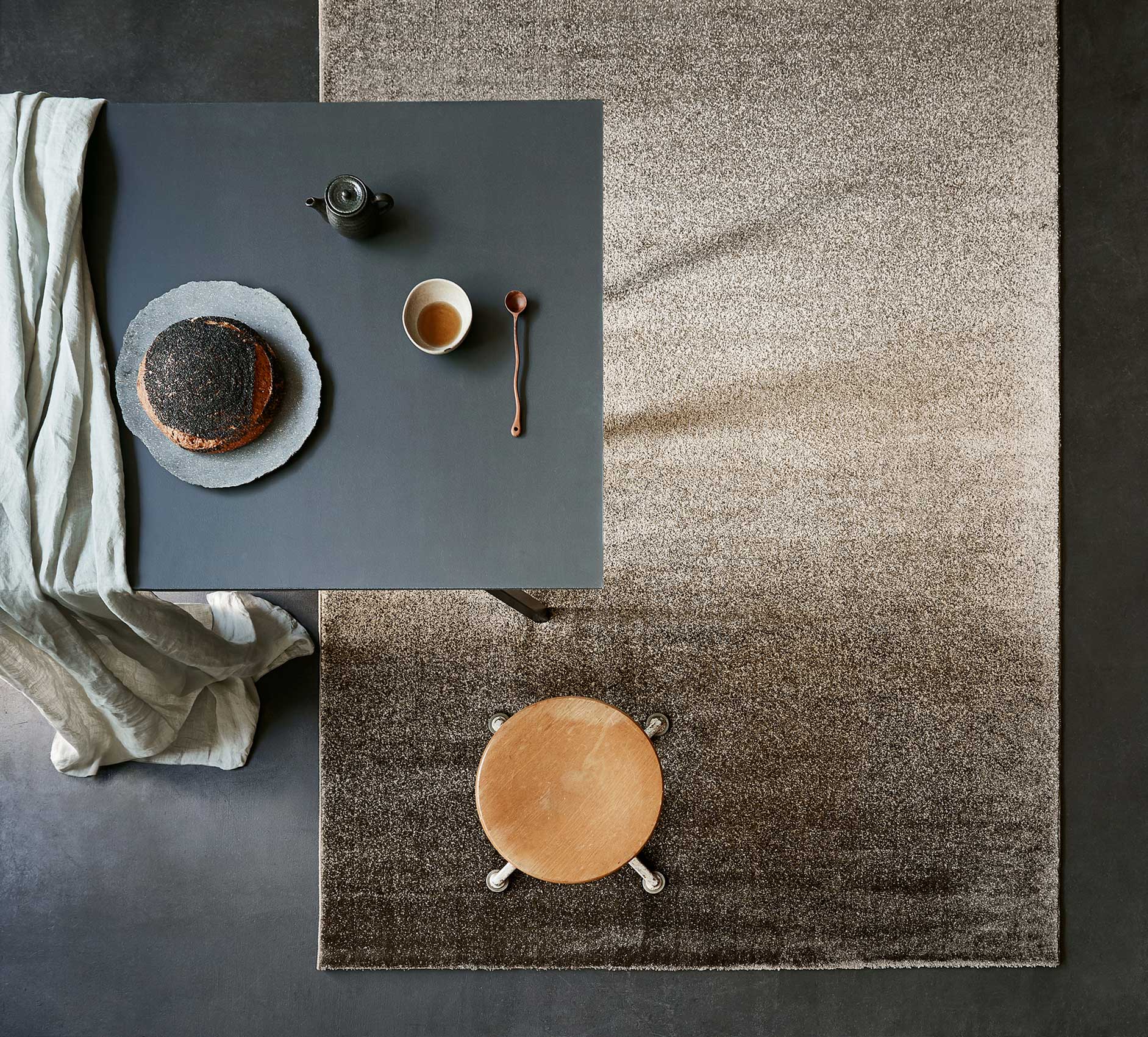 Teppich Beige Braun meliert Kurzflor 