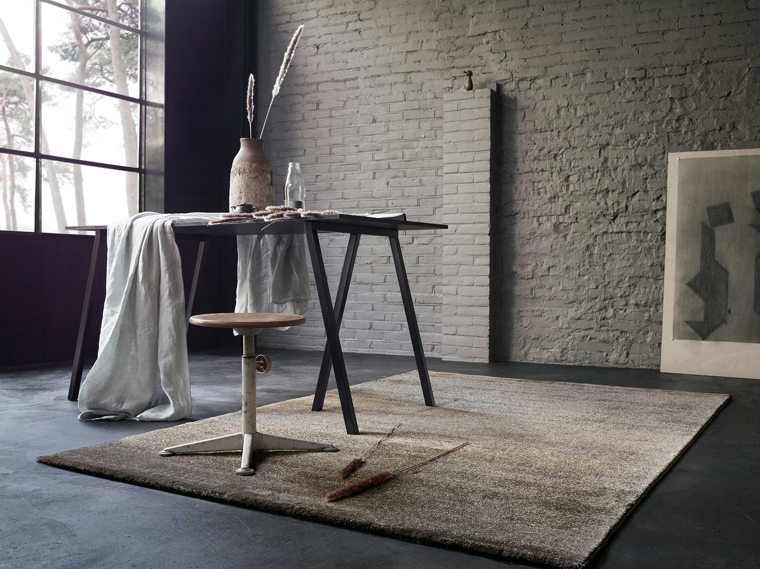 Teppich Beige Braun meliert Kurzflor 