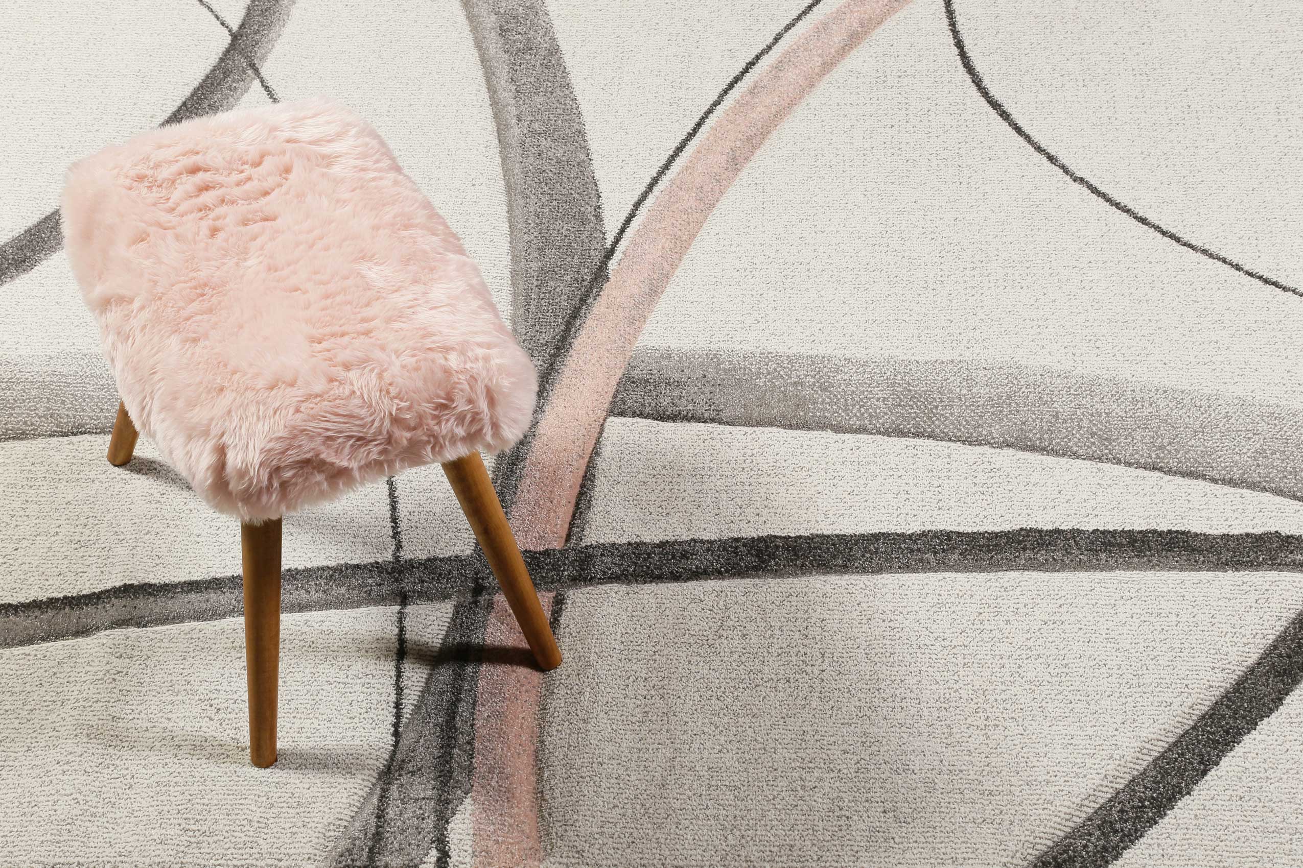 Teppich Kurzflor beige rosa 