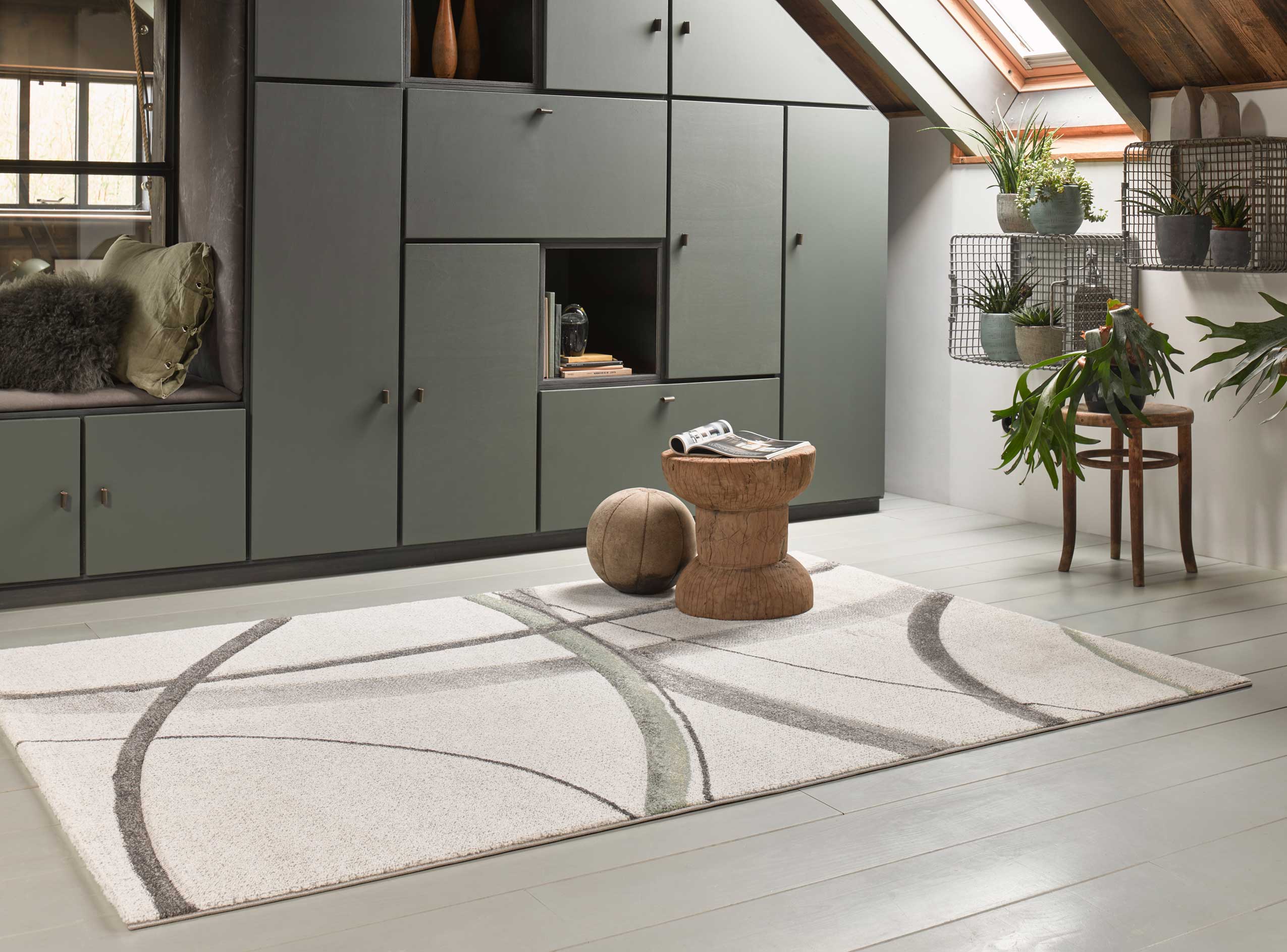Teppich Kurzflor beige grün 