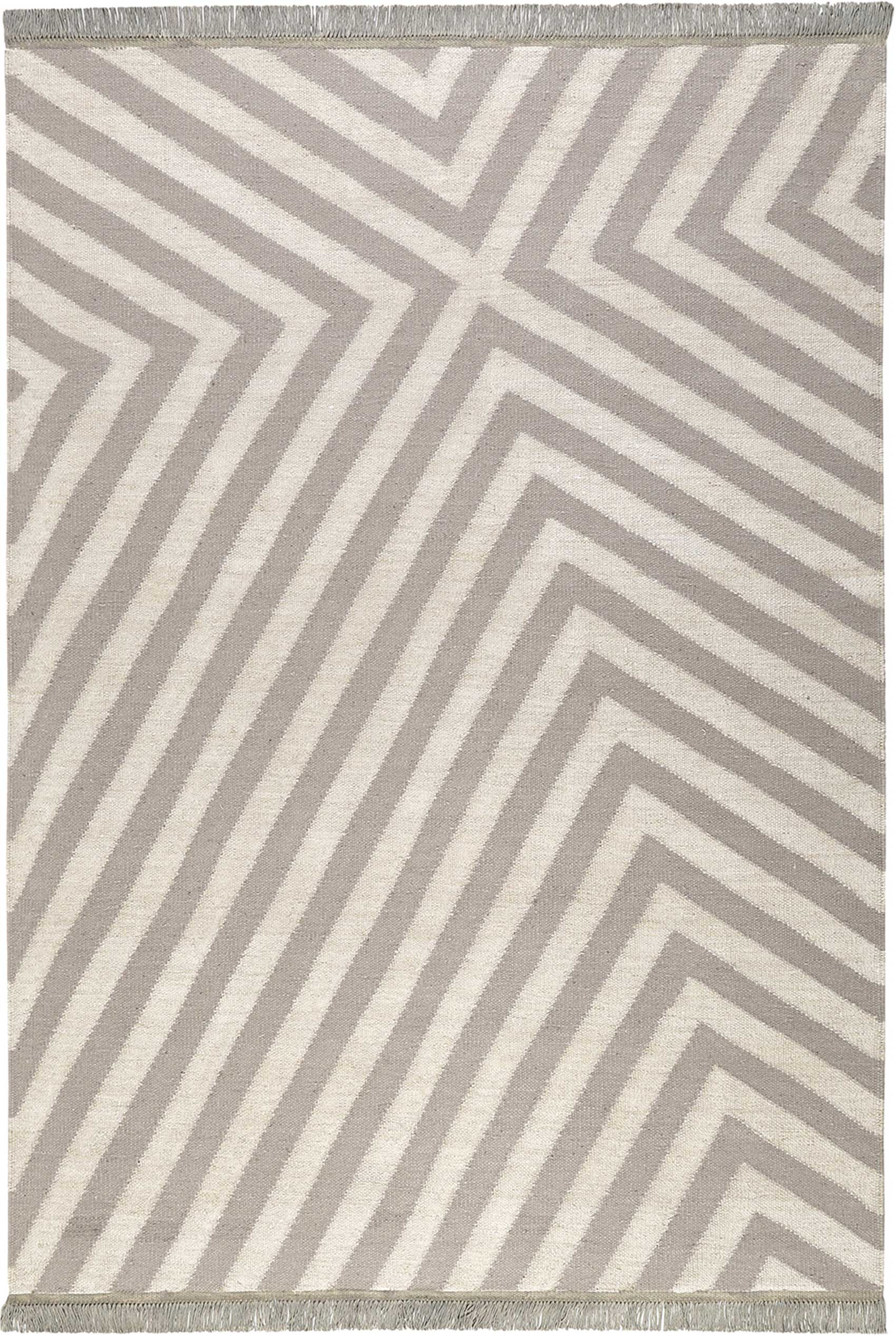 Kelim Teppich Beige Taupe aus Naturfasern 