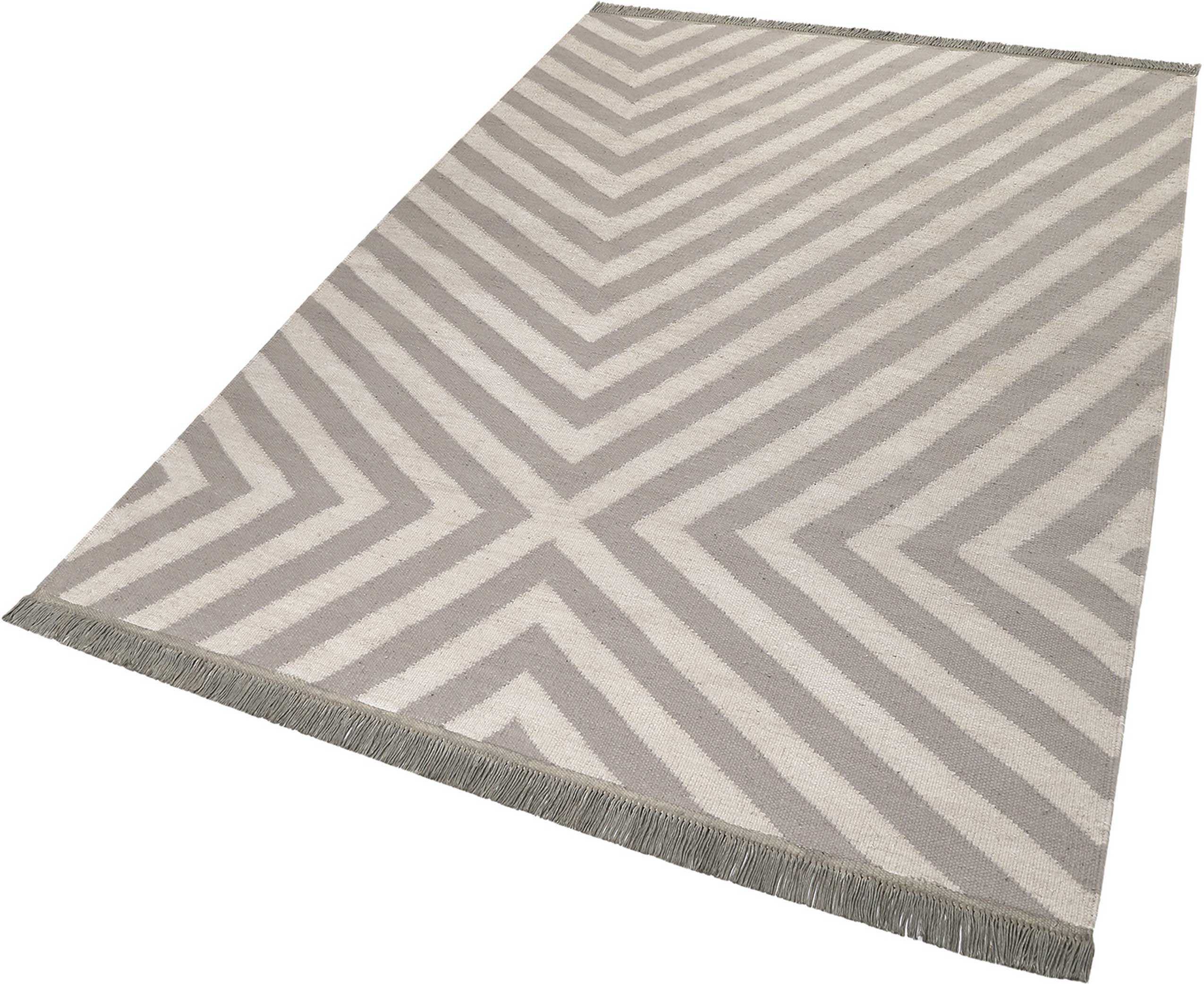 Kelim Teppich Beige Taupe aus Naturfasern 