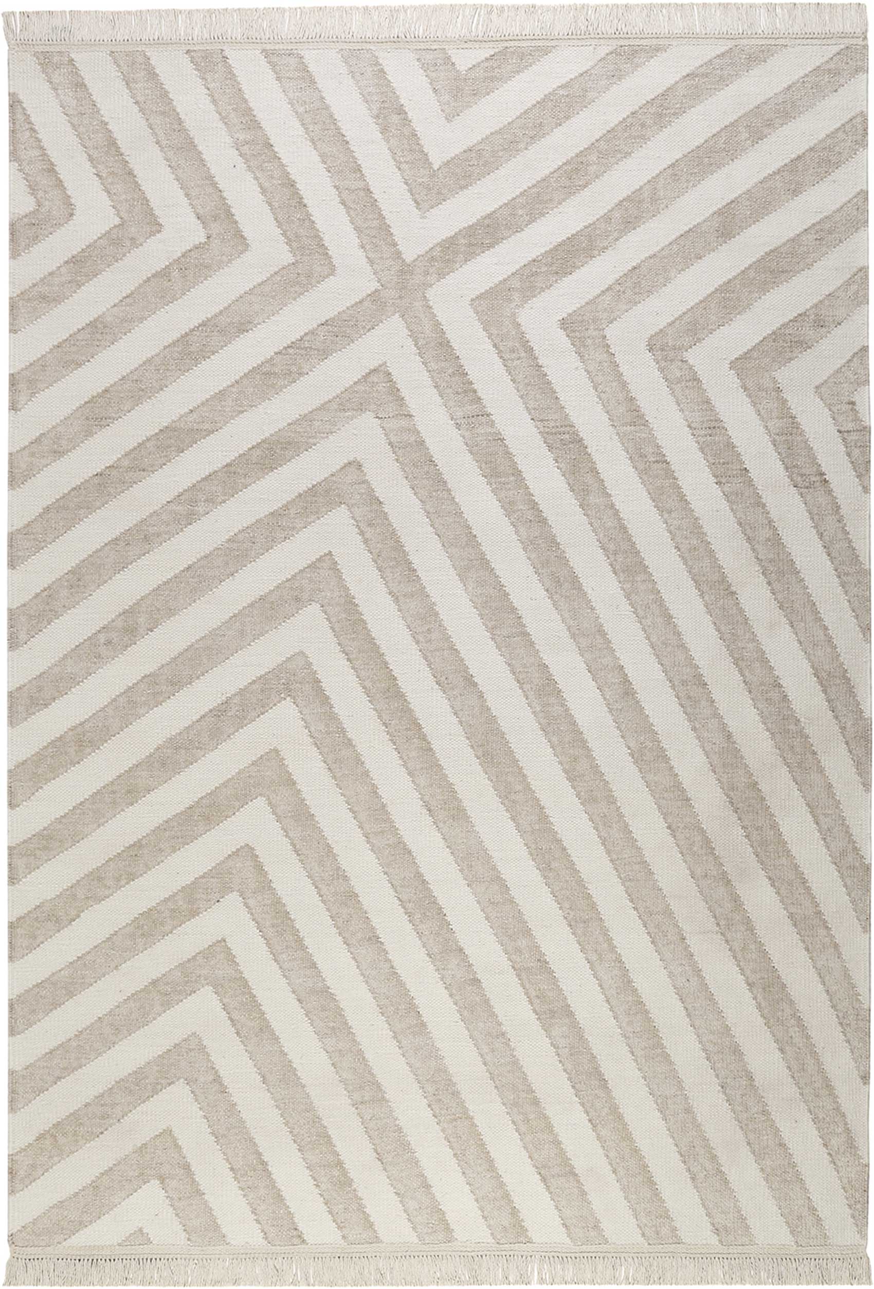 Kelim Teppich Beige aus Naturfaser 