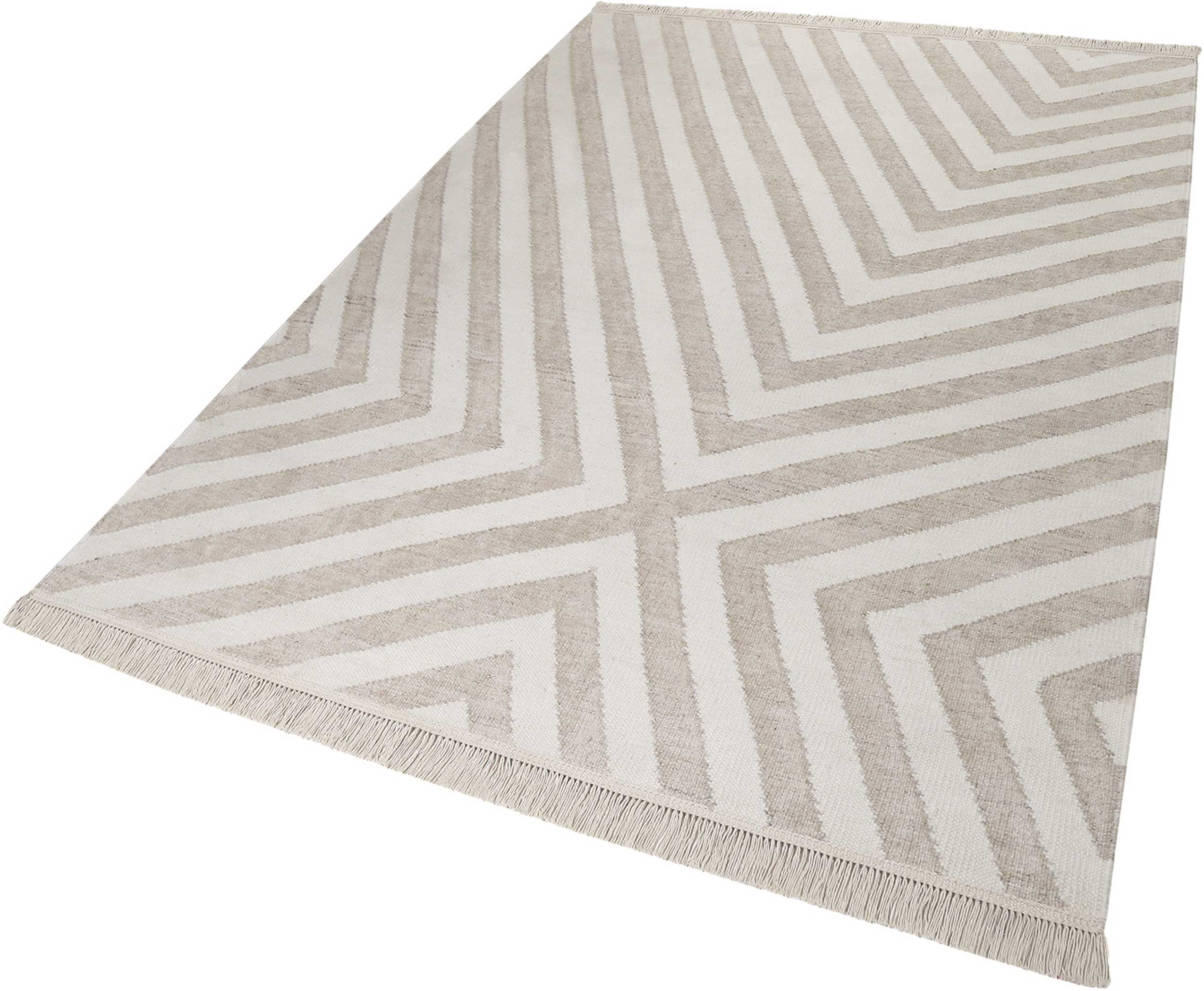 Kelim Teppich Beige aus Naturfaser 