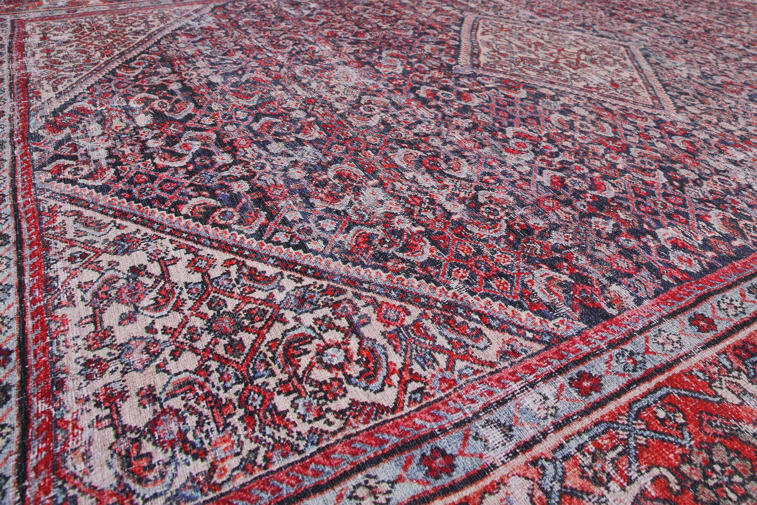 Vintage Teppich Rot Blau 