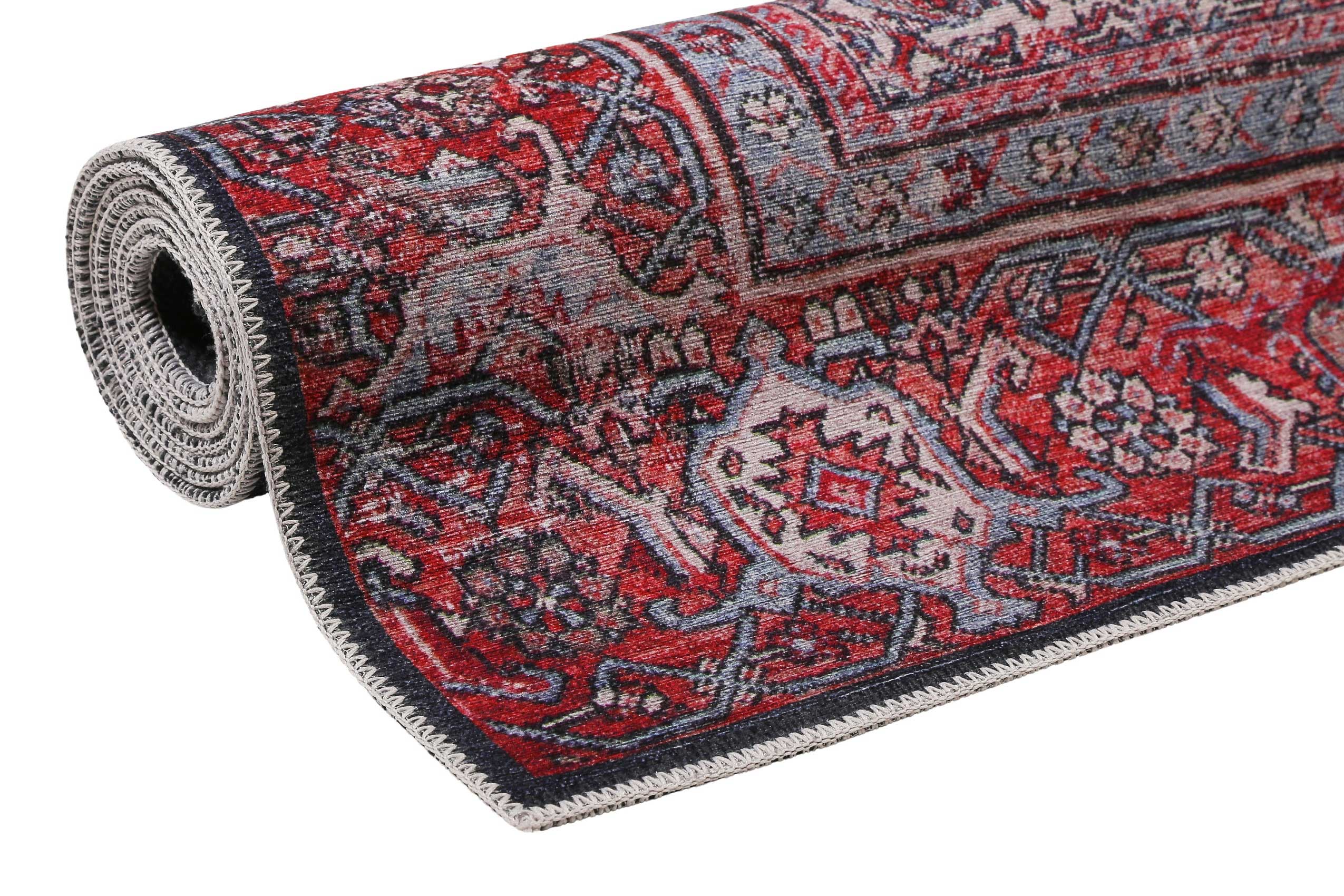 Vintage Teppich Rot Blau 