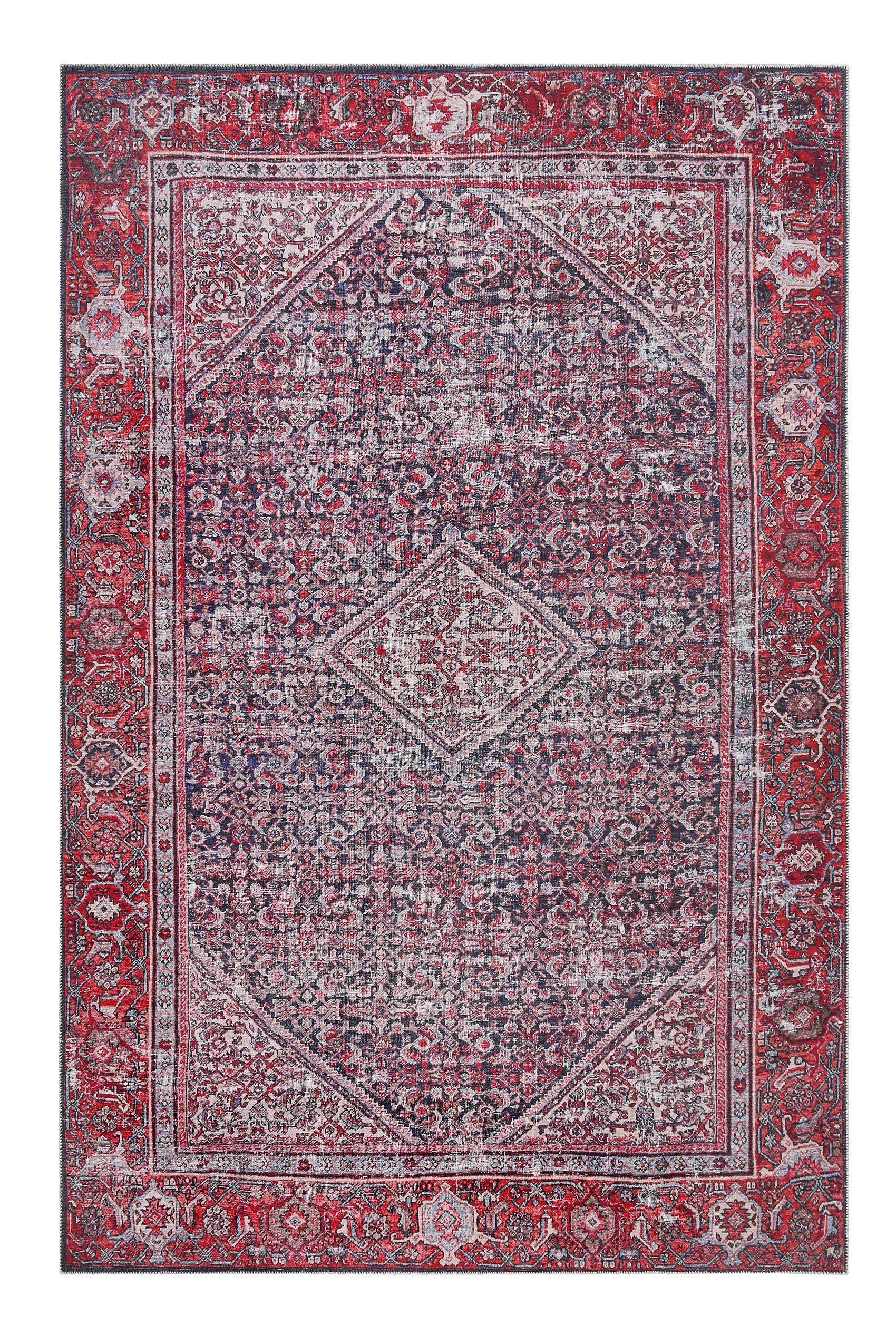Vintage Teppich Rot Blau 