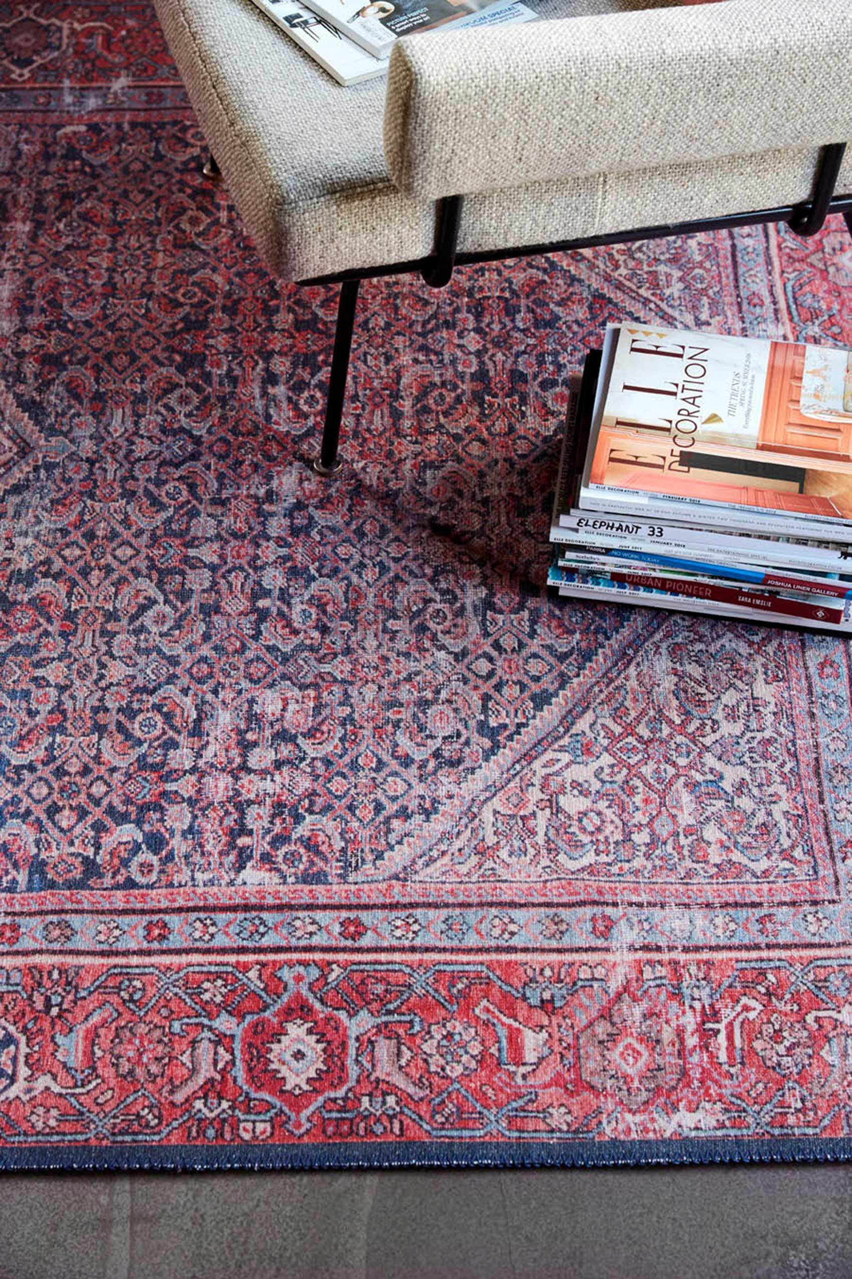 Vintage Teppich Rot Blau 