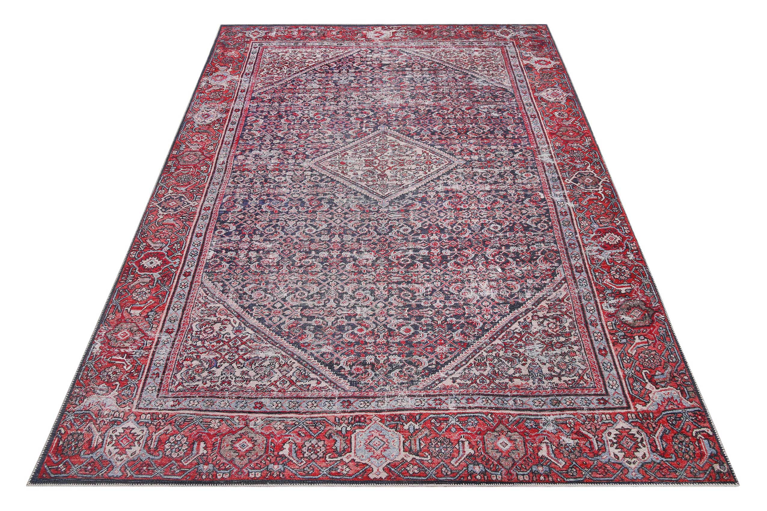 Vintage Teppich Rot Blau 