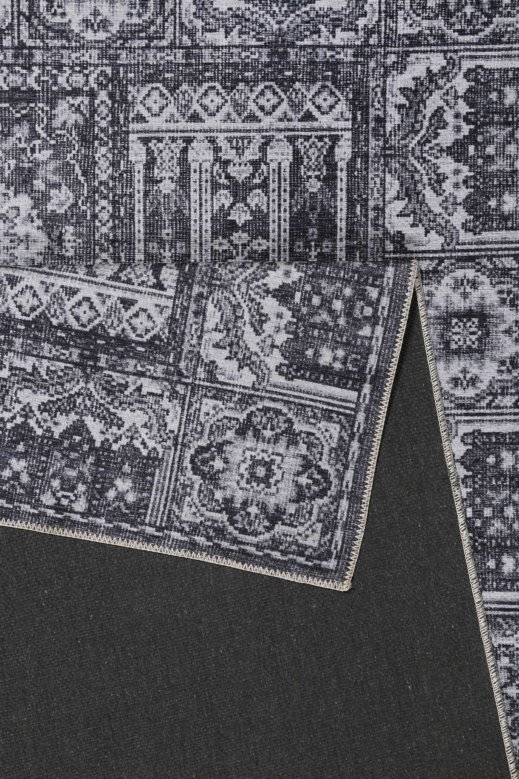 Vintage Teppich Grau Anthrazit Kurzflor 