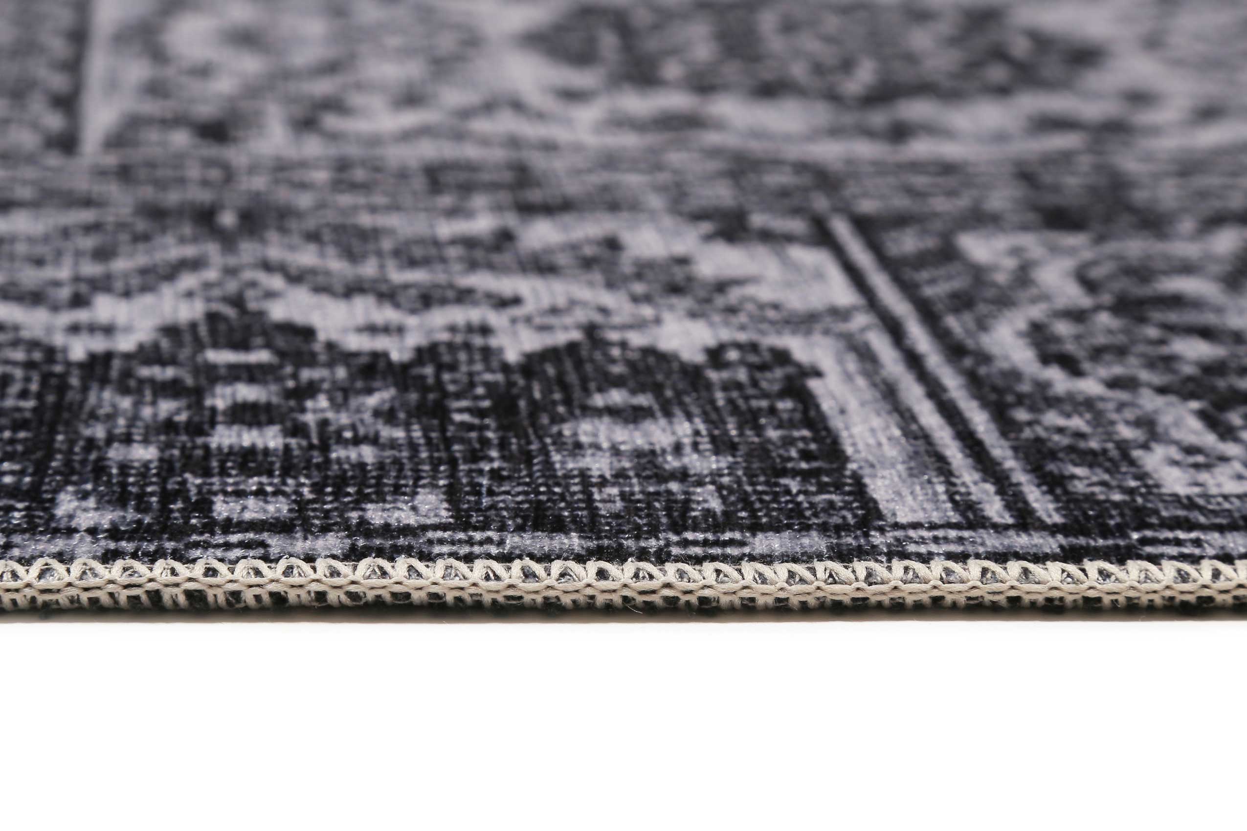 Vintage Teppich Grau Anthrazit Kurzflor 