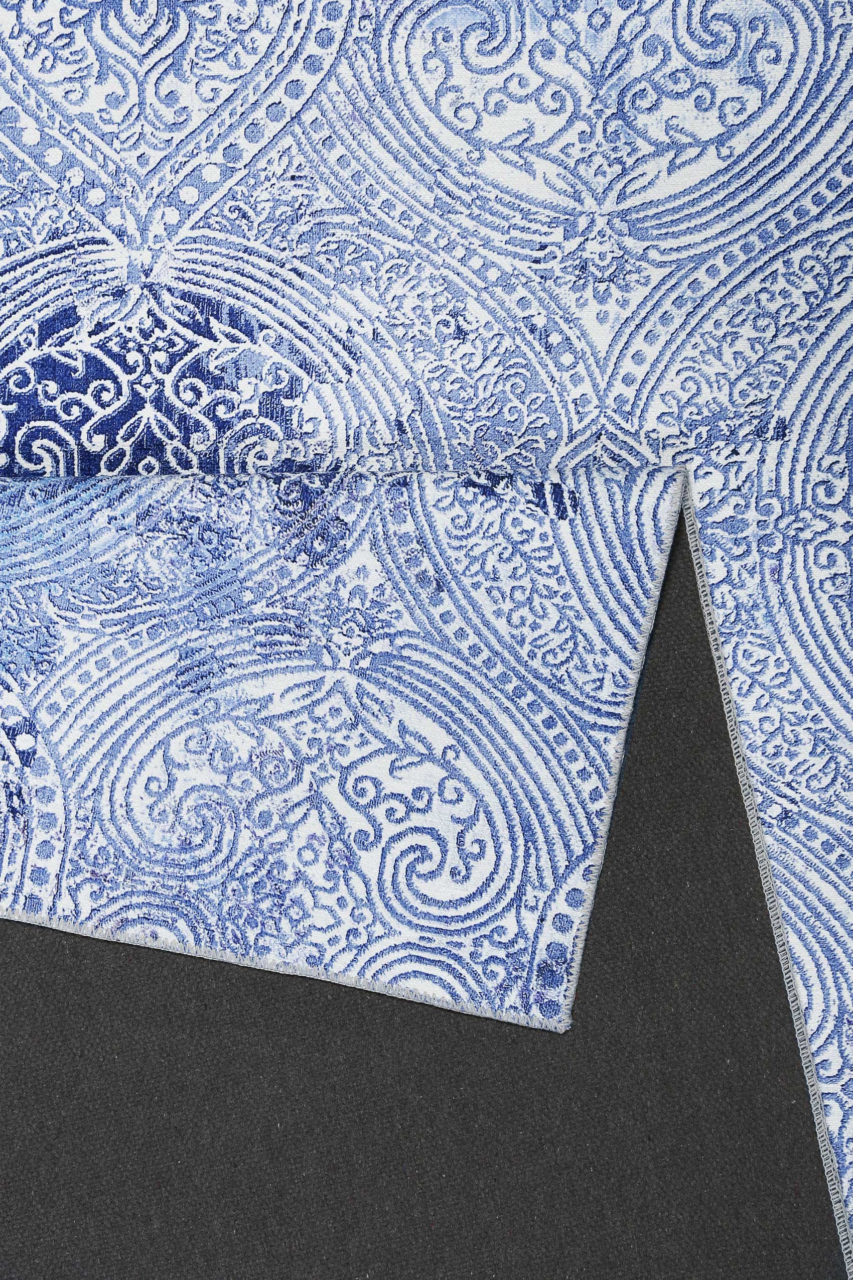Vintage Teppich Blau Kurzflor 