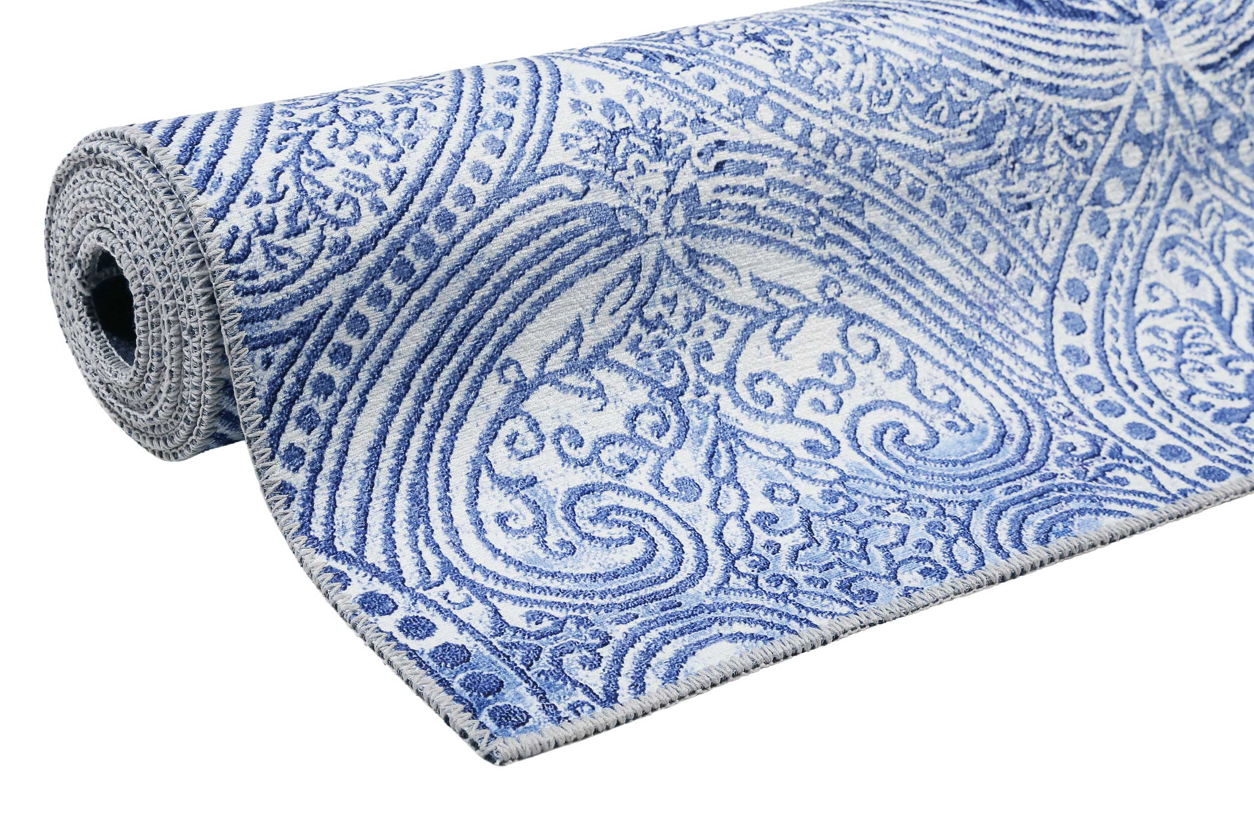 Vintage Teppich Blau Kurzflor 