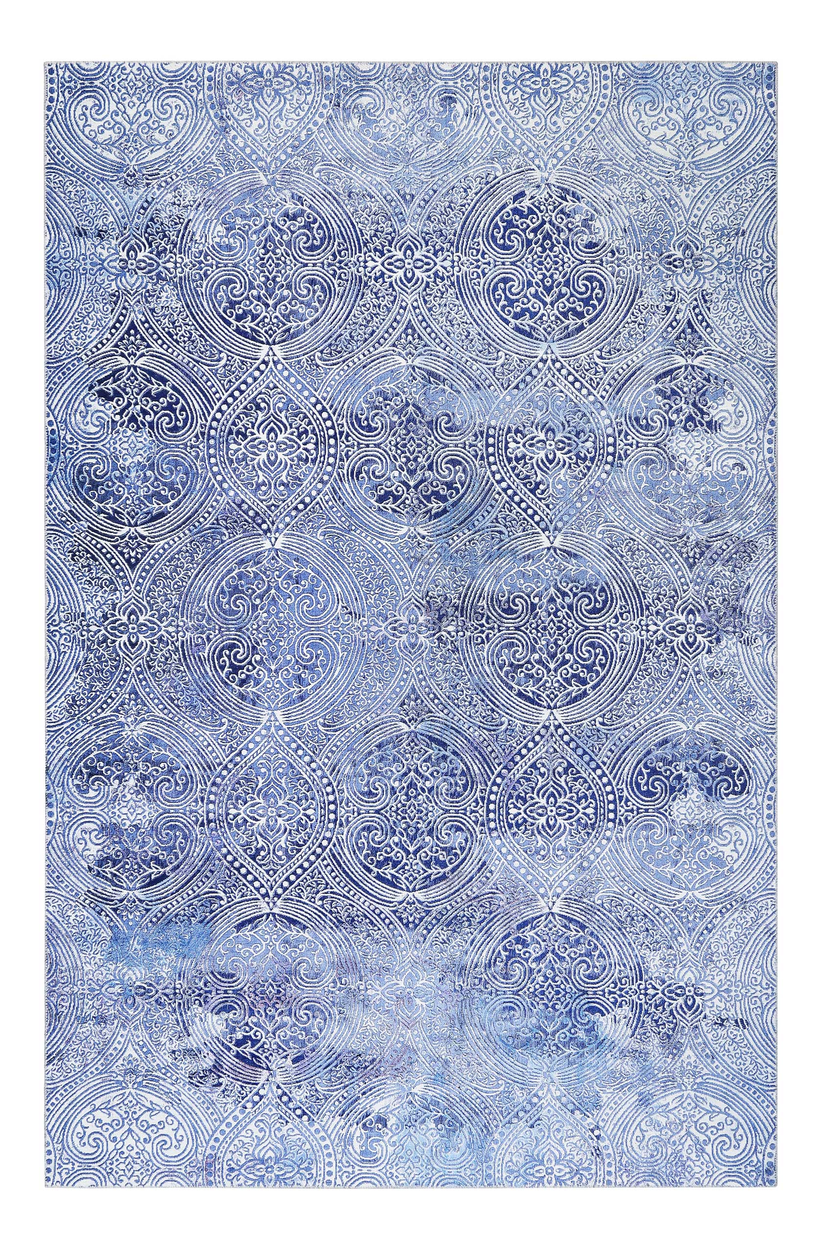 Vintage Teppich Blau Kurzflor 