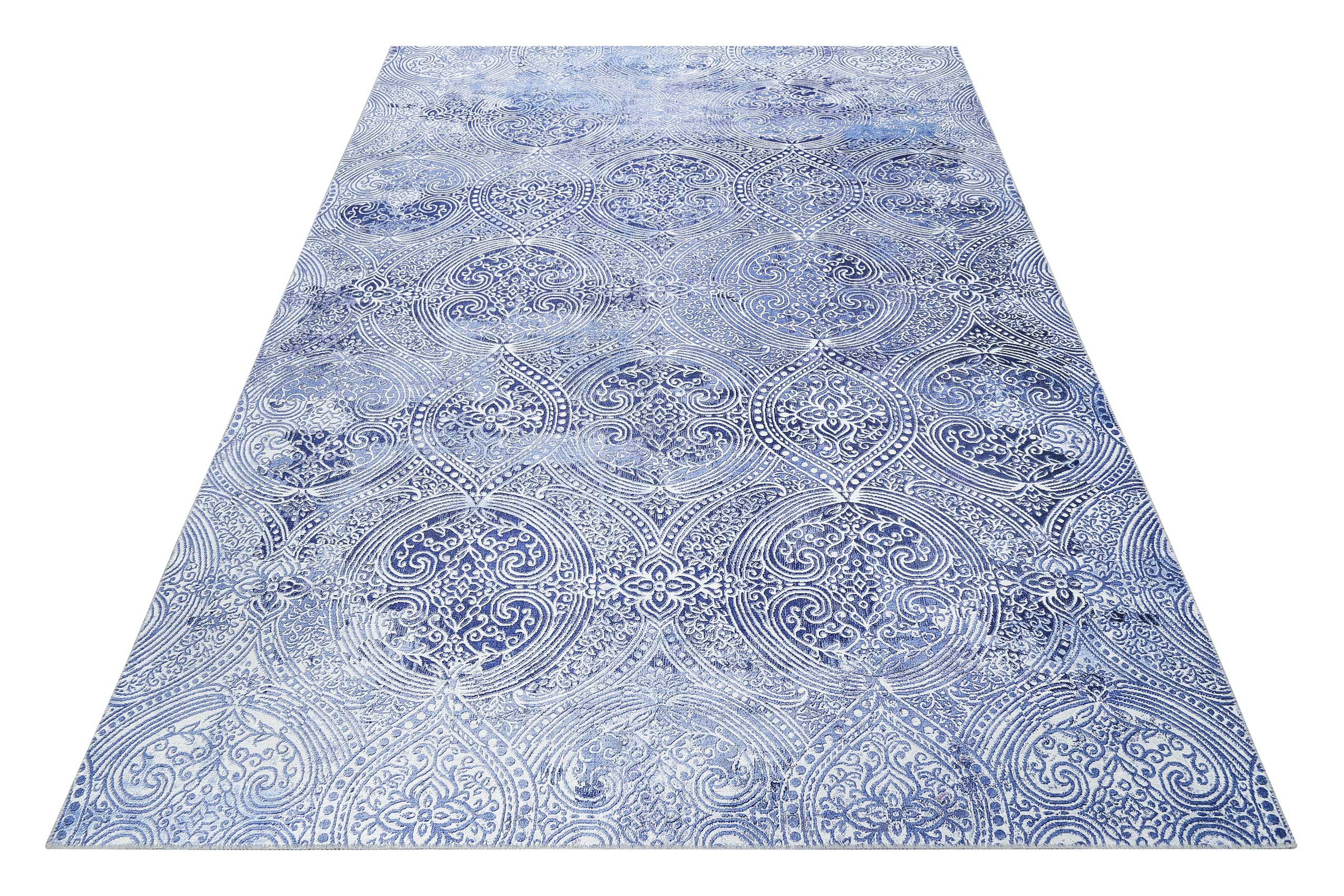 Vintage Teppich Blau Kurzflor 