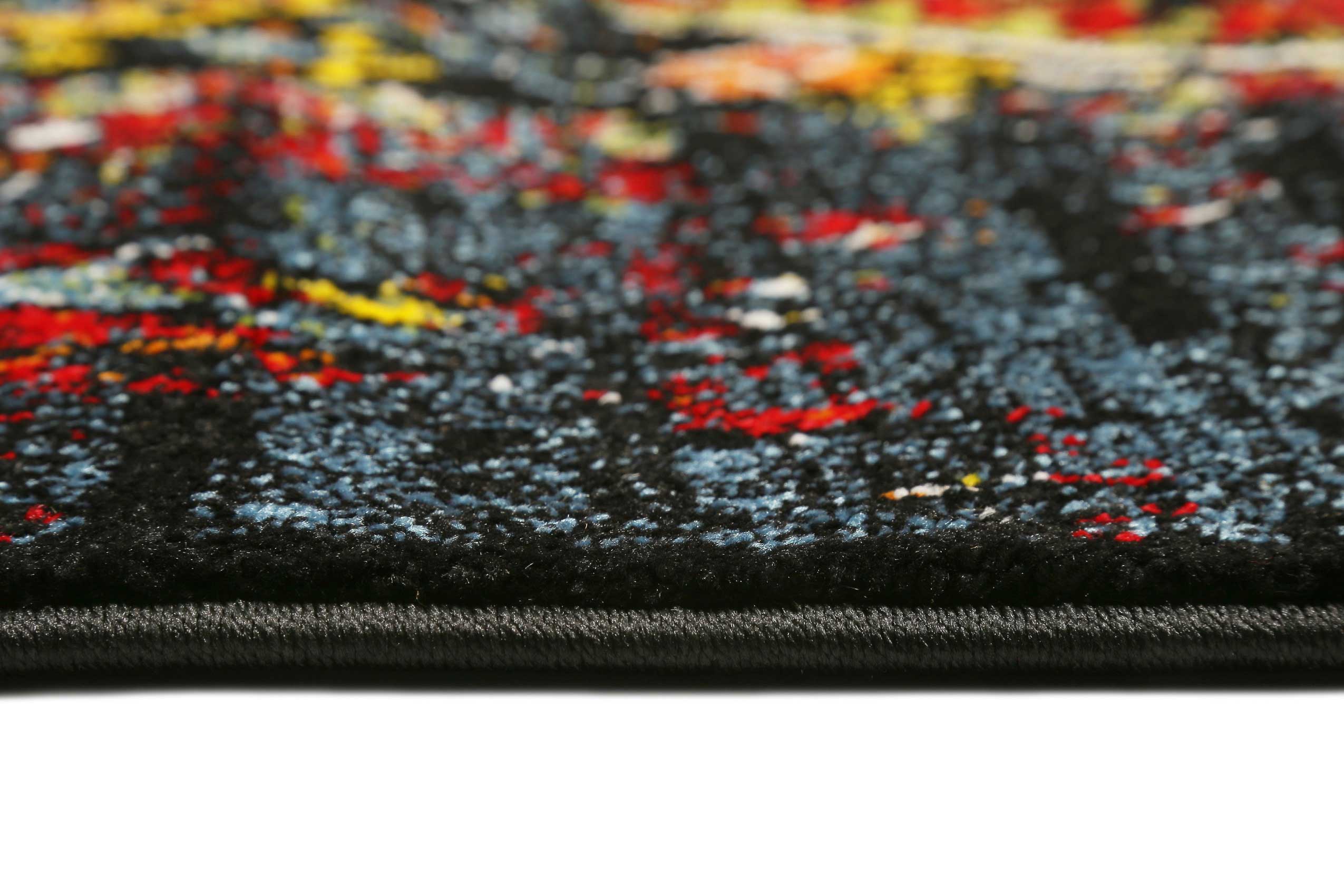 Teppich Blau Rot Kurzflor 