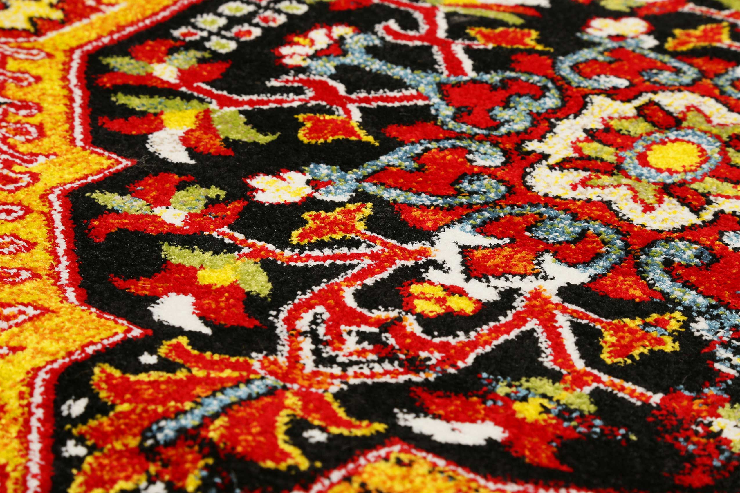 Teppich Blau Rot Kurzflor 