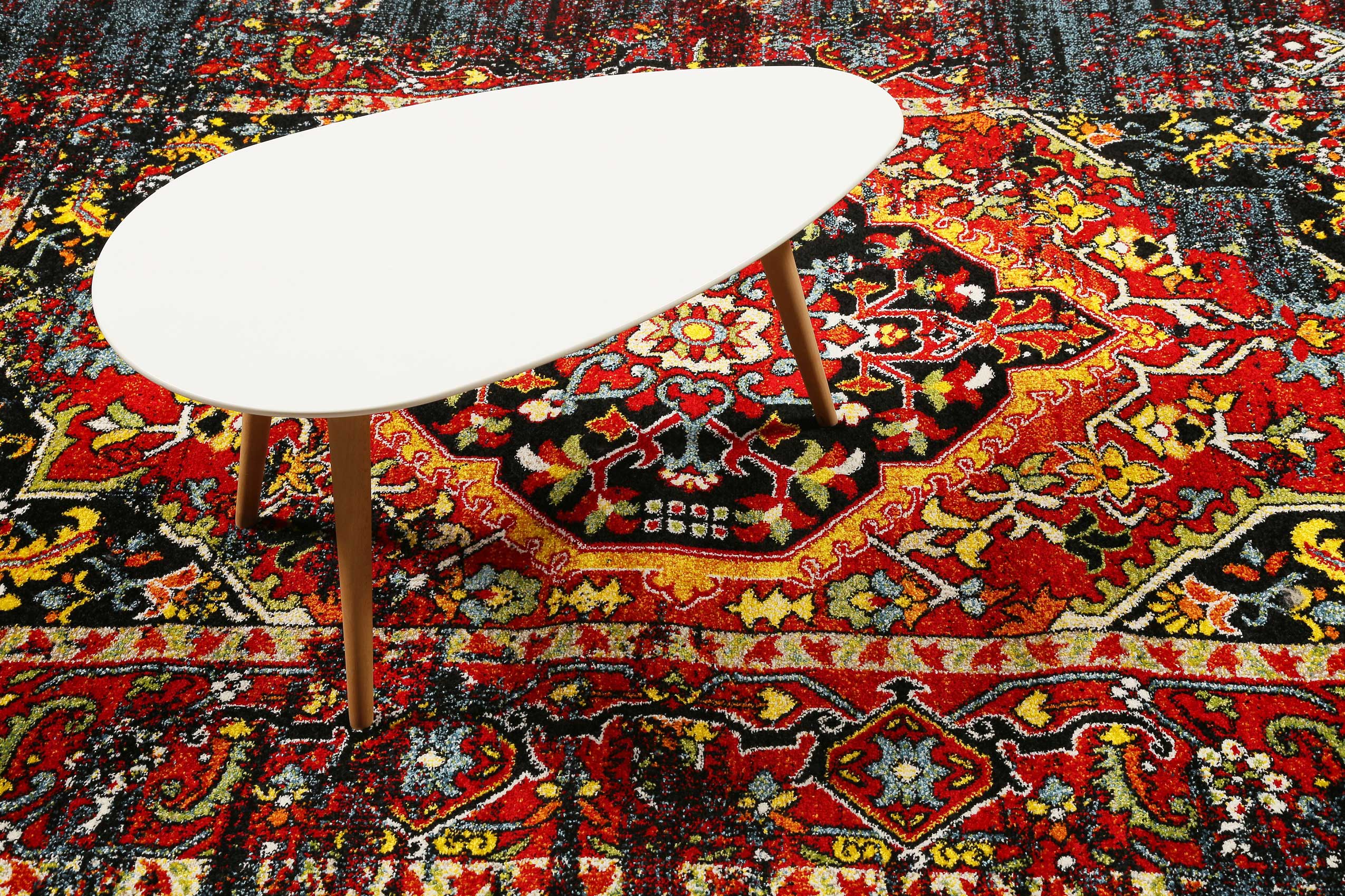 Teppich Blau Rot Kurzflor 