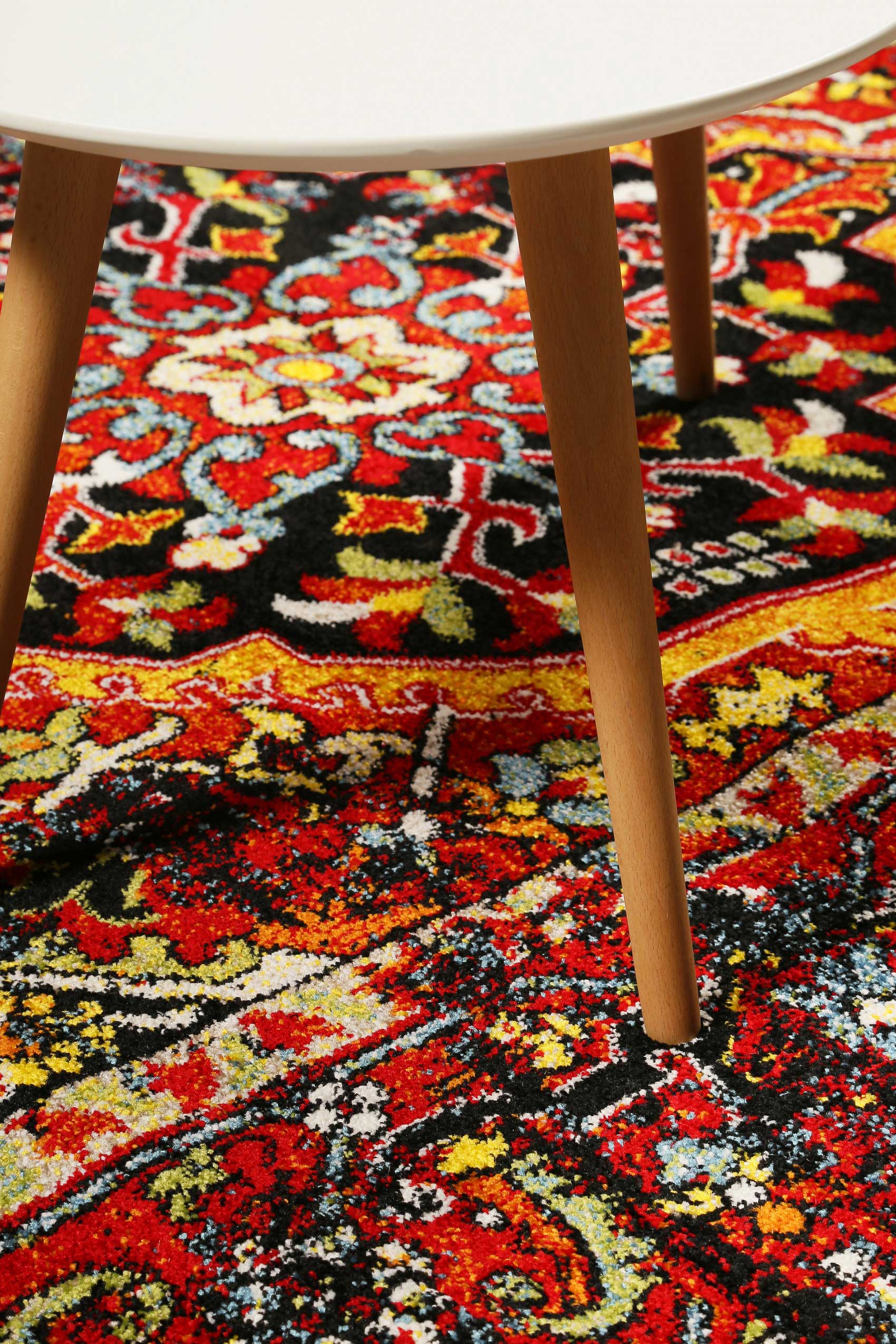 Teppich Blau Rot Kurzflor 