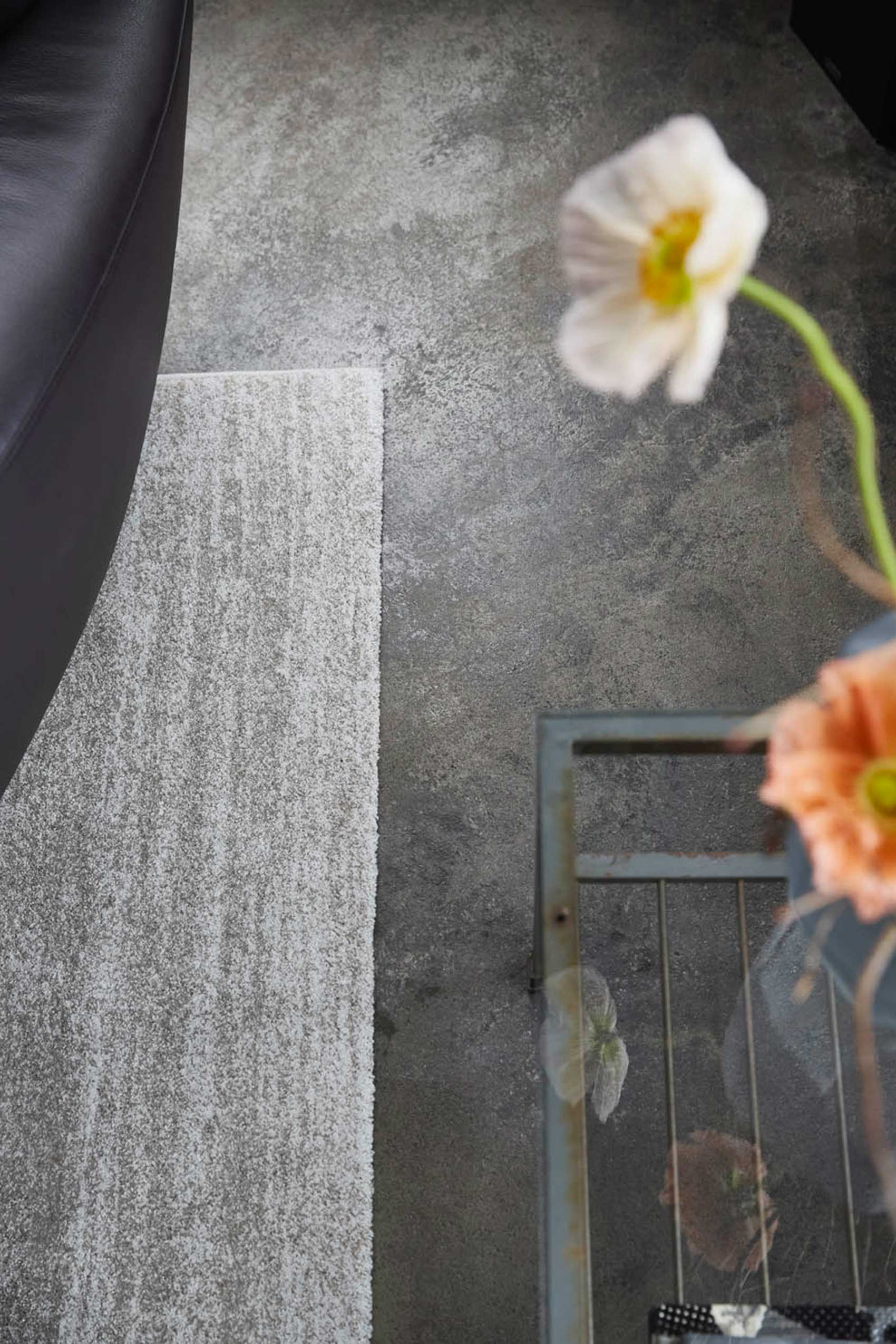 Teppich Silber Creme Kurzflor 