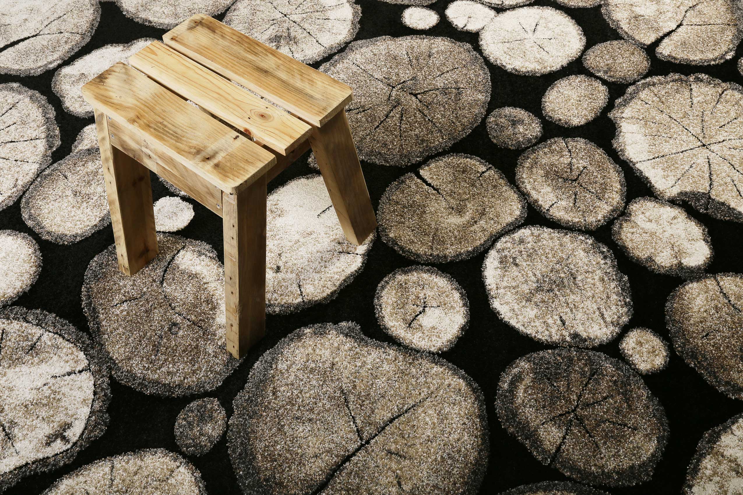 Teppich Holzbraun Schwarz Kurzflor 