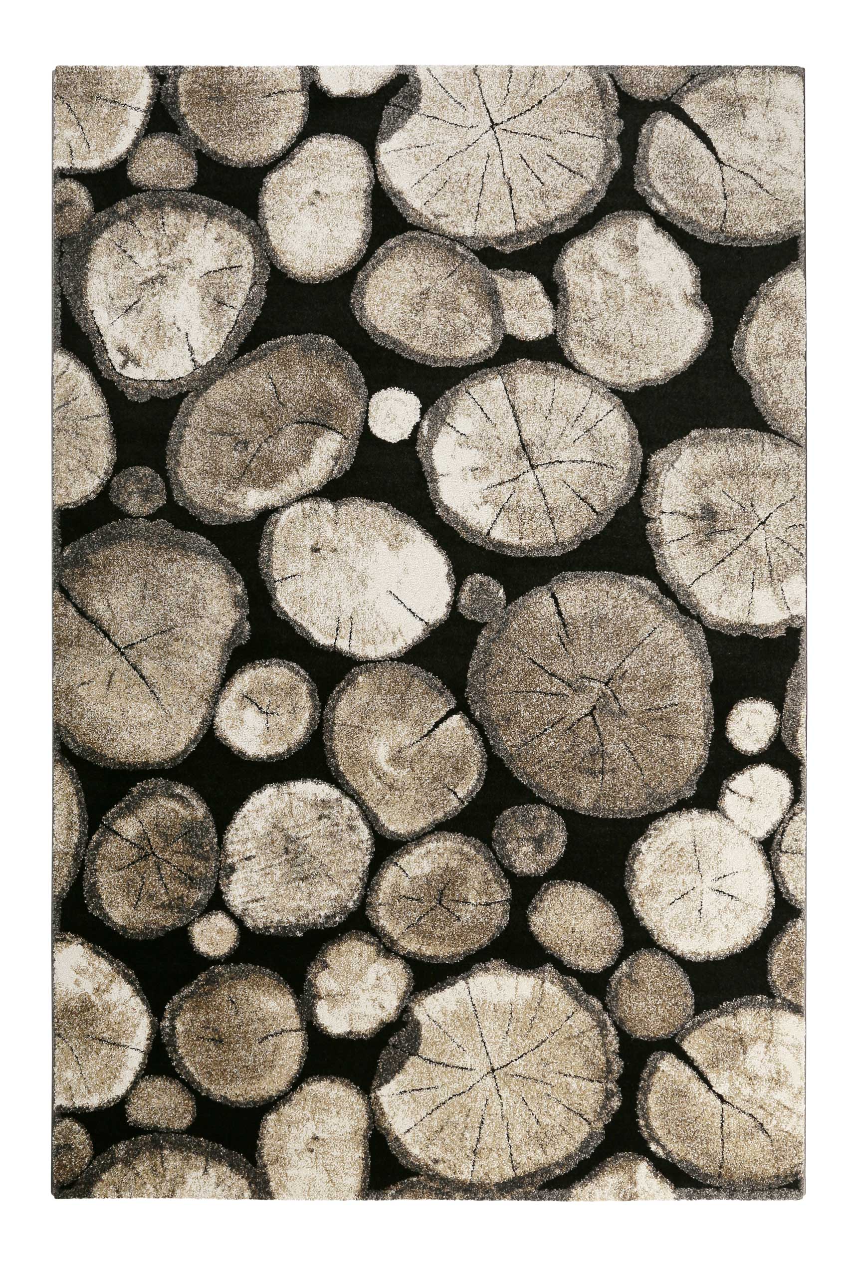 Teppich Holzbraun Schwarz Kurzflor 
