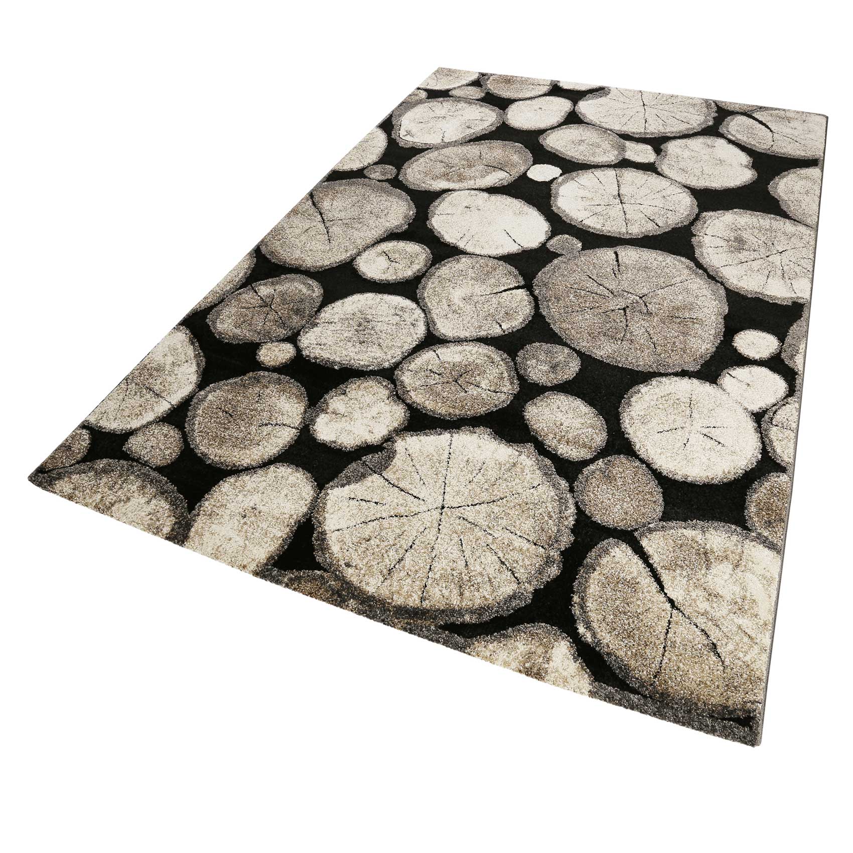 Teppich Holzbraun Schwarz Kurzflor 