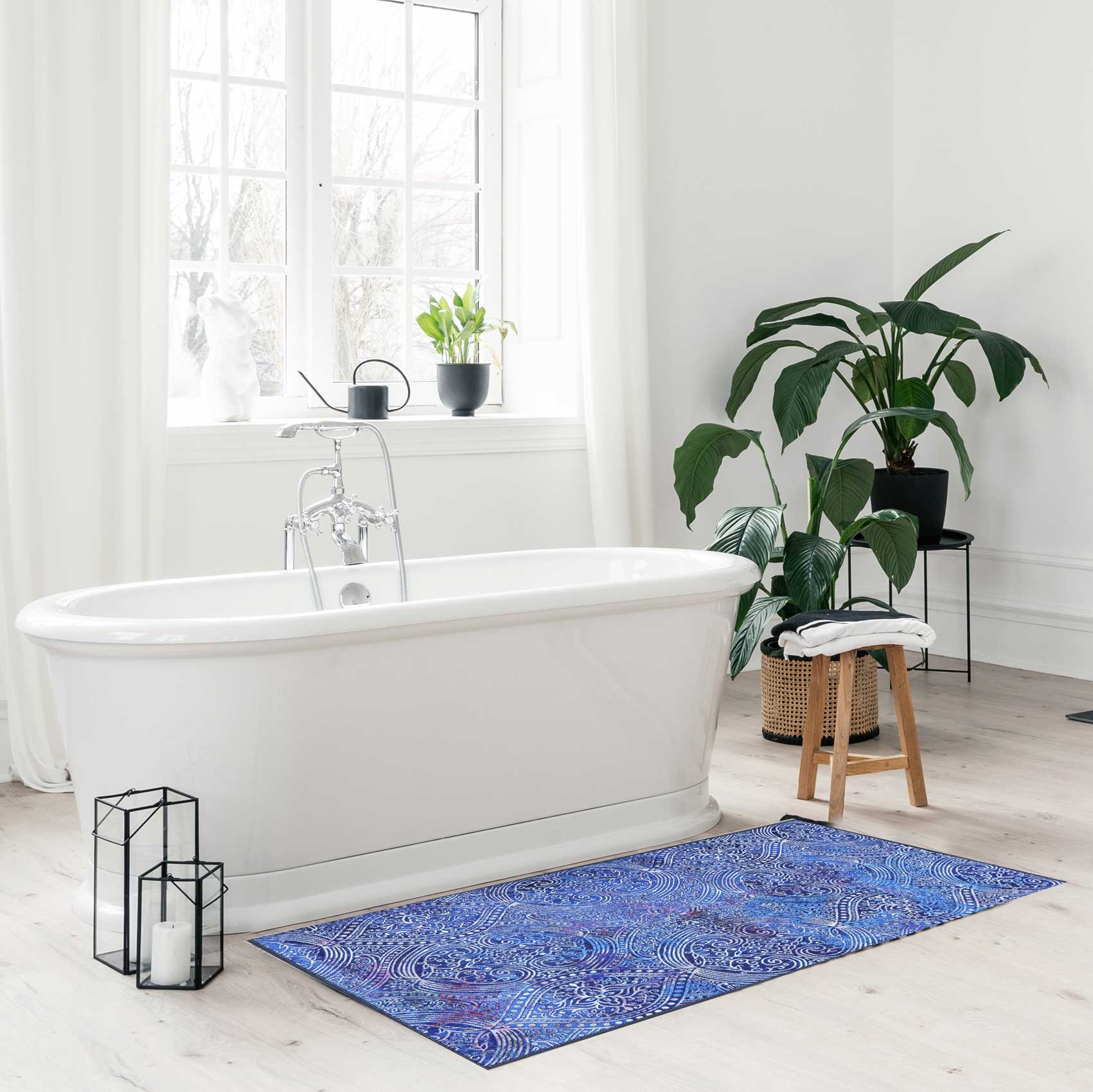 Badteppich Blau Vintage 