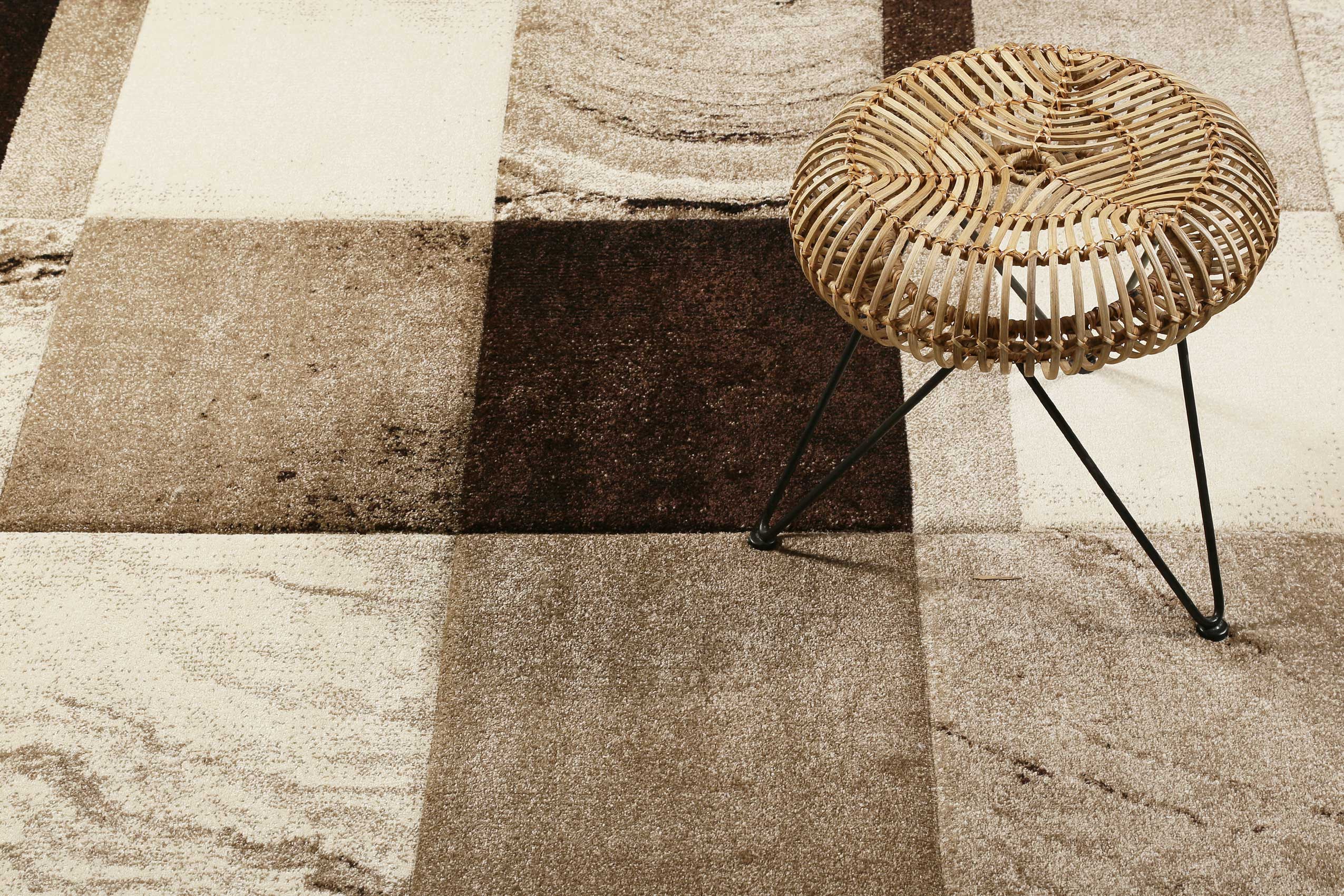 Teppich Kurzflor Beige Braun 