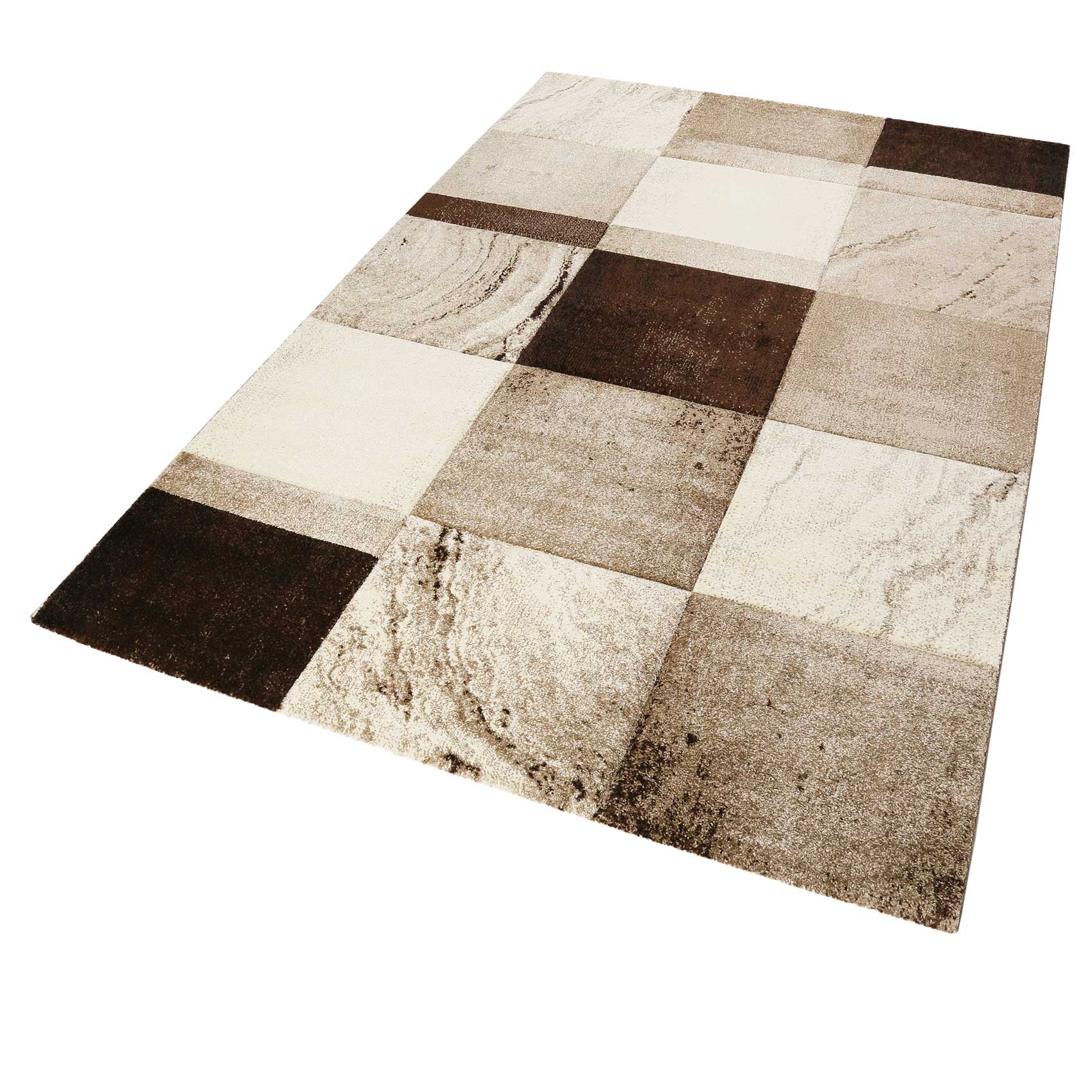 Teppich Kurzflor Beige Braun 