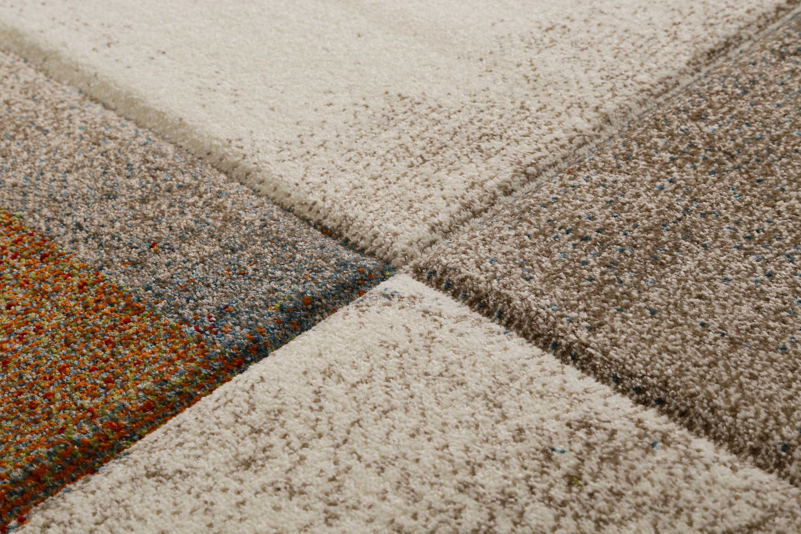 Teppich Kurzflor Beige Taupe Orange 