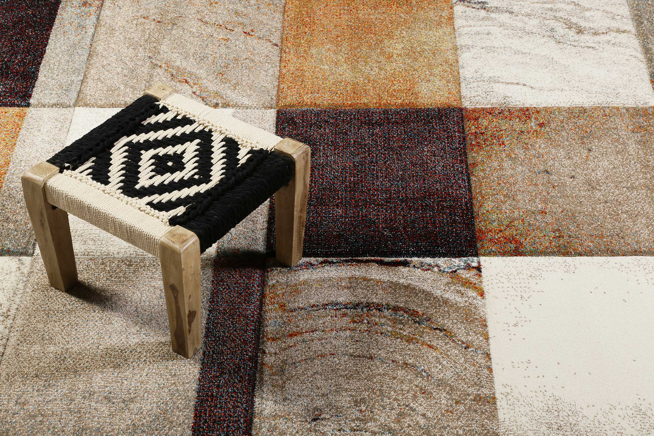Teppich Kurzflor Beige Taupe Orange 
