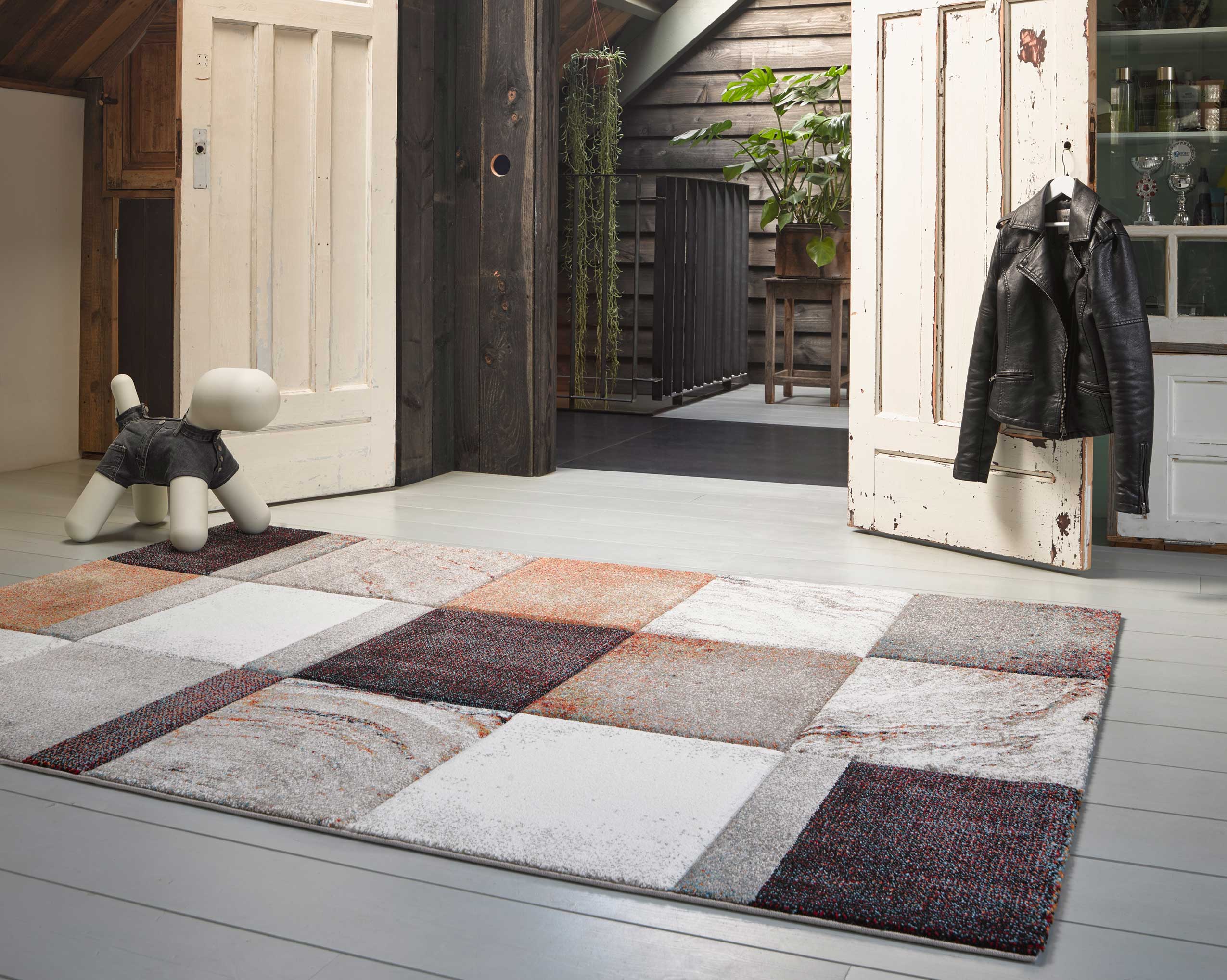 Teppich Kurzflor Beige Taupe Orange 