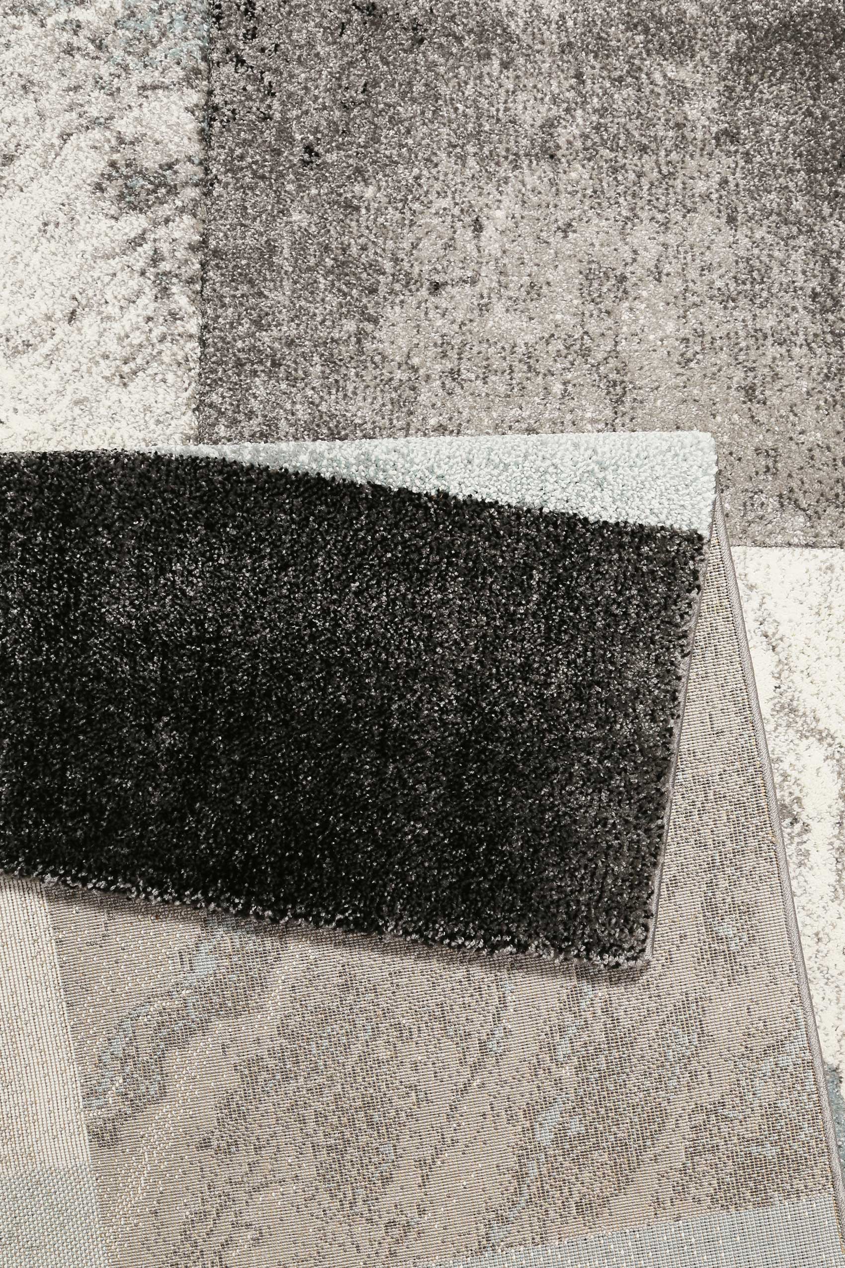 Teppich Kurzflor Grau Silber Blau 