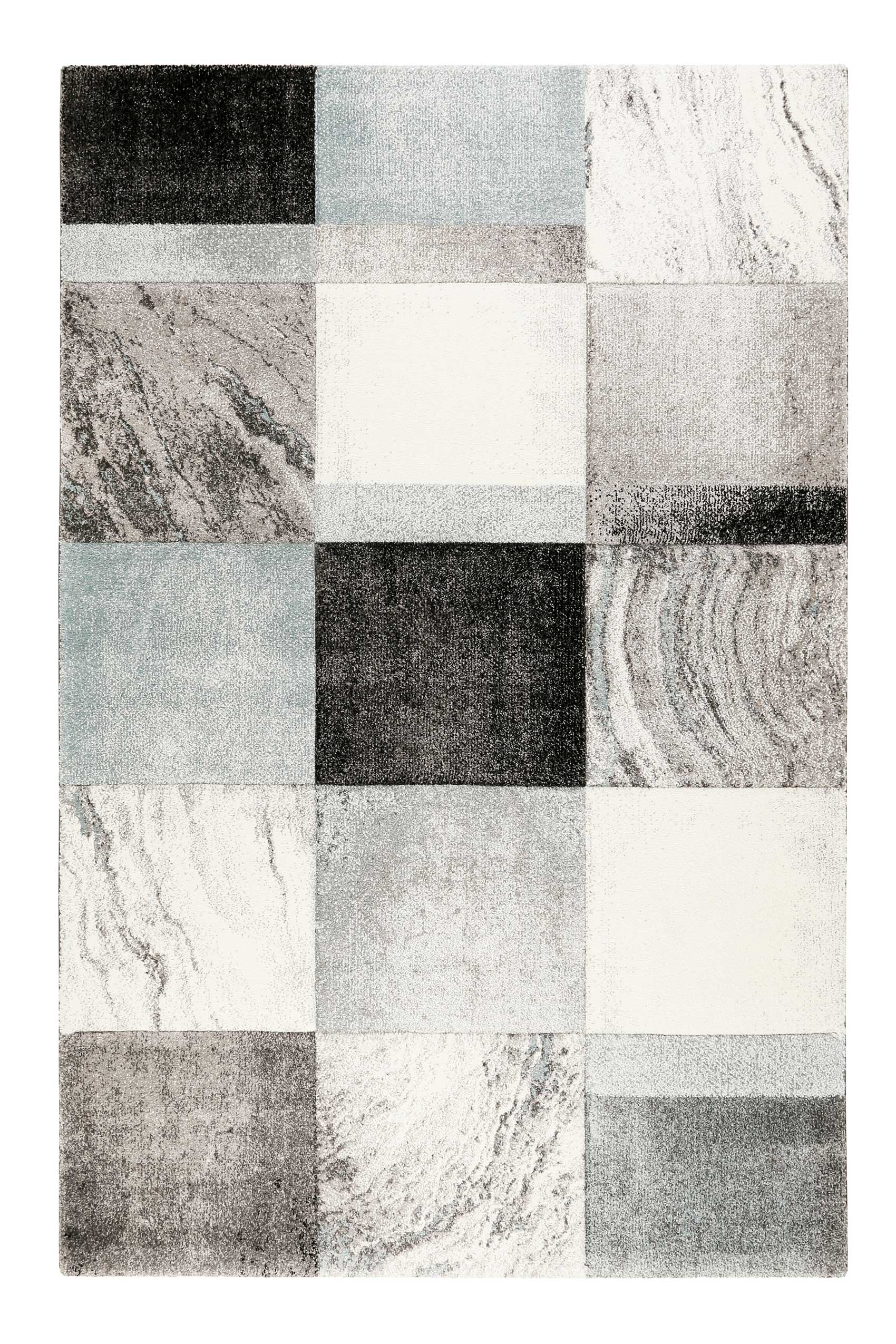 Teppich Kurzflor Grau Silber Blau 