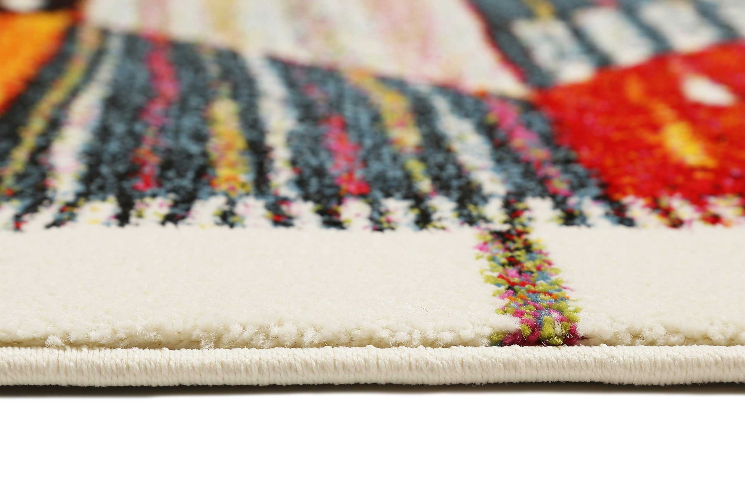 Teppich Orange Rot Beige Kurzflor 